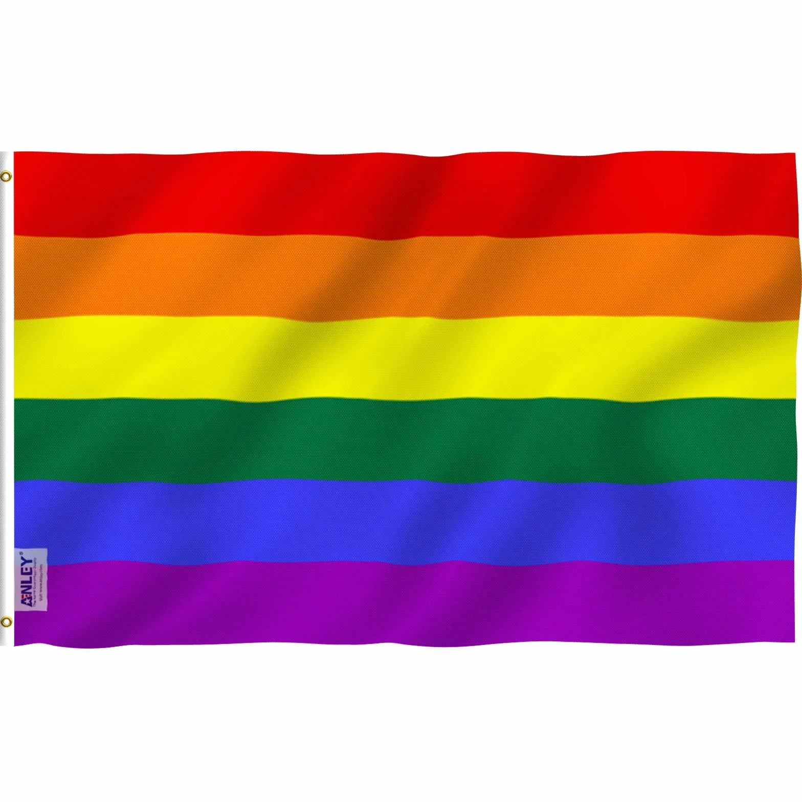Anley Fly Breeze 3x5 stóp tęczowa flaga 6 pasków - Żywy kolor i odporność na blaknięcie - Płócienny Nagłówek i podwójne szycie - Flagi Gay Pride Poliester z mosiężnymi przelotkami 3 x 5 stóp