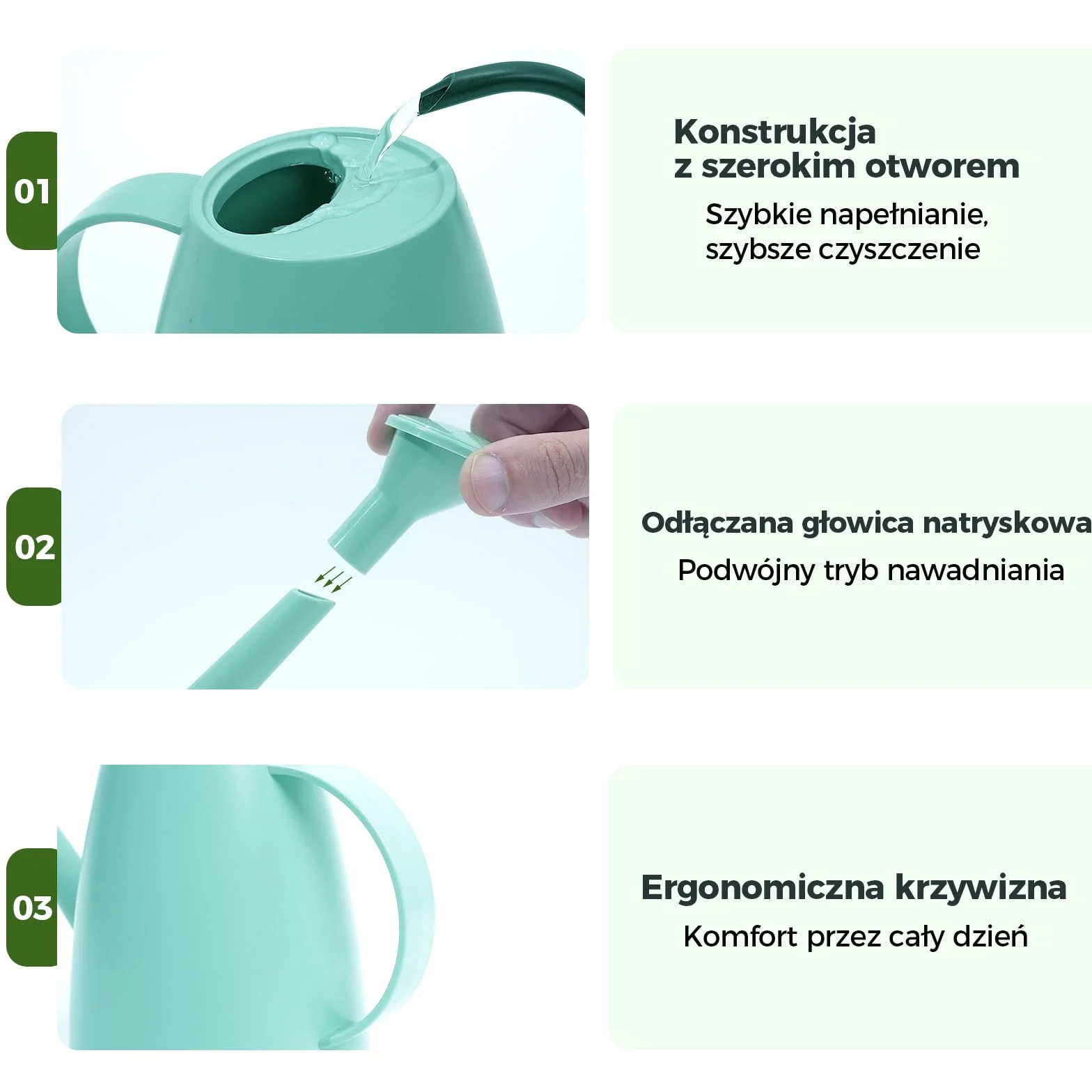 Bamworld Konewka do Roślin 1.8L Wewnętrznych i Zewnętrznych – Długi Dziób, Podwójny System Dyszy, Ergonomiczny Uchwyt (Niebieski)