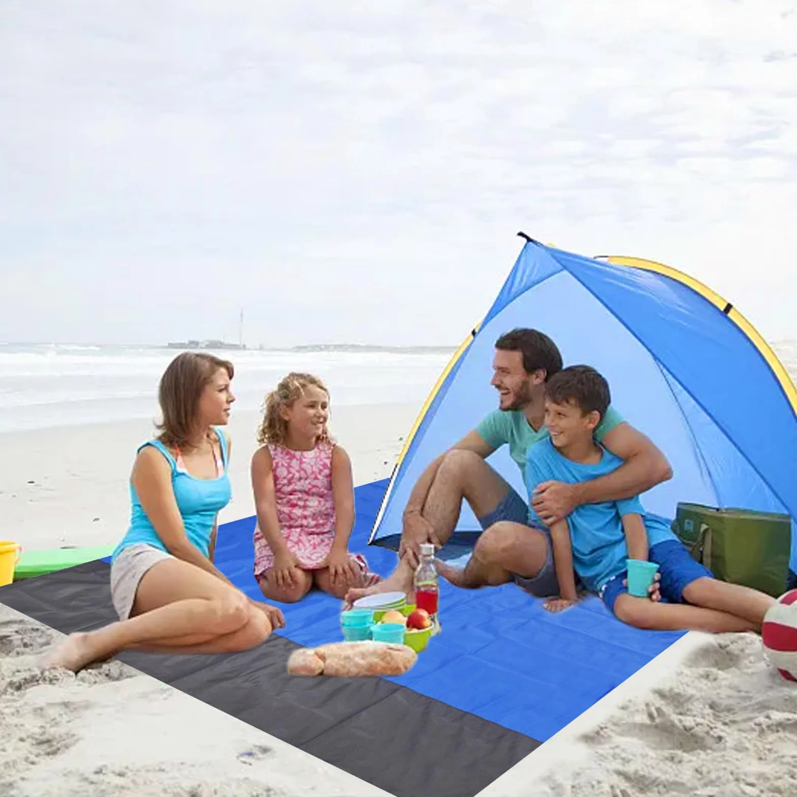 Koc piknikowy, mata plażowa, odporna na piasek, wodoszczelna, składana mata piknikowa, bardzo duża mata kempingowa do ogrodu, parku, trawy, podróży, wędrówek (145 x 200 cm)