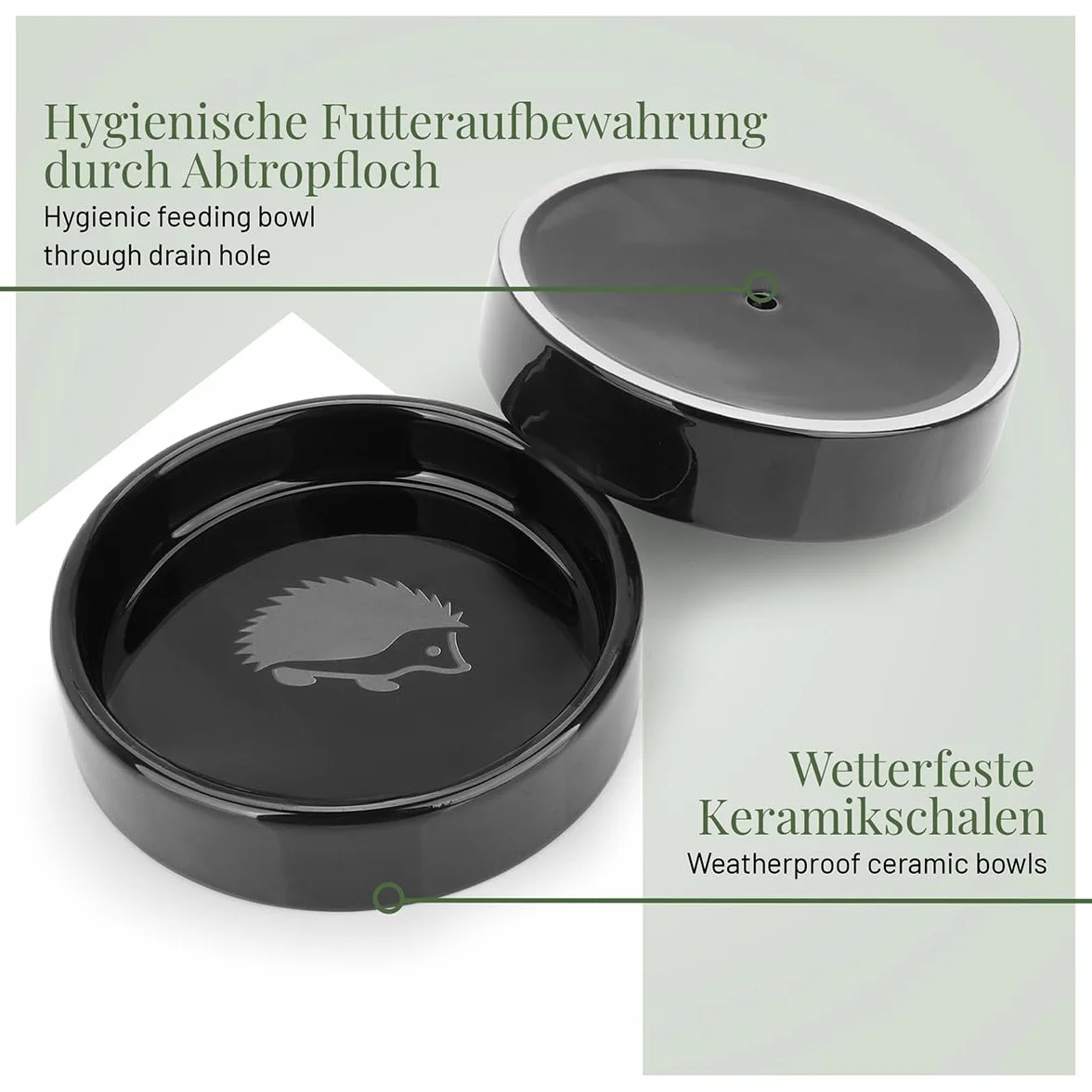 Miska na karmę dla jeży WILDLIFE HOME stojąca 12 cm zestaw 2 szt. odporna na warunki atmosferyczne