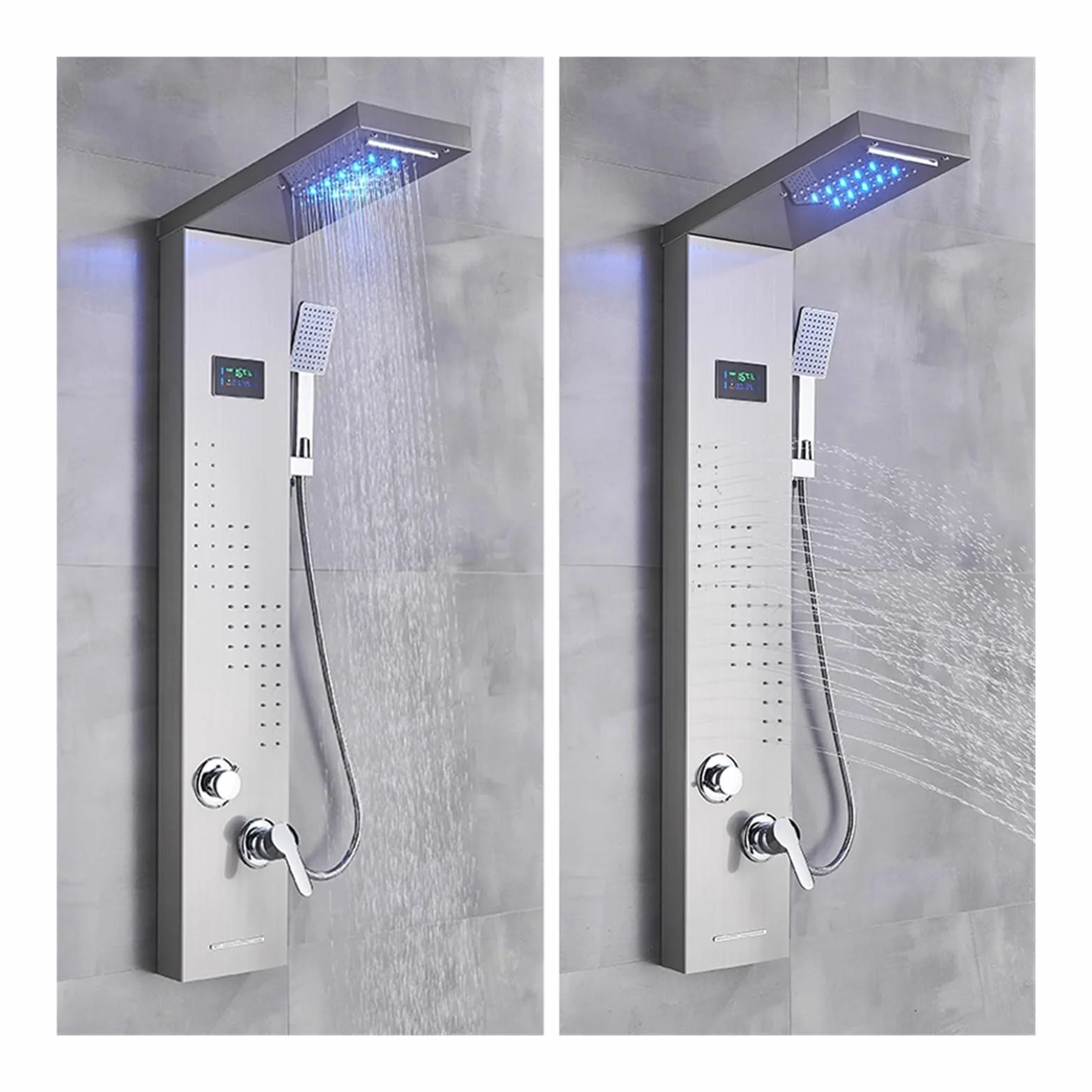 Baterie prysznicowe w nowym stylu, bateria kranowa czarna łazienka Panel prysznicowy, kolumna prysznicowa LED z wyświetlaczem cyfrowym(Brushed 8013)