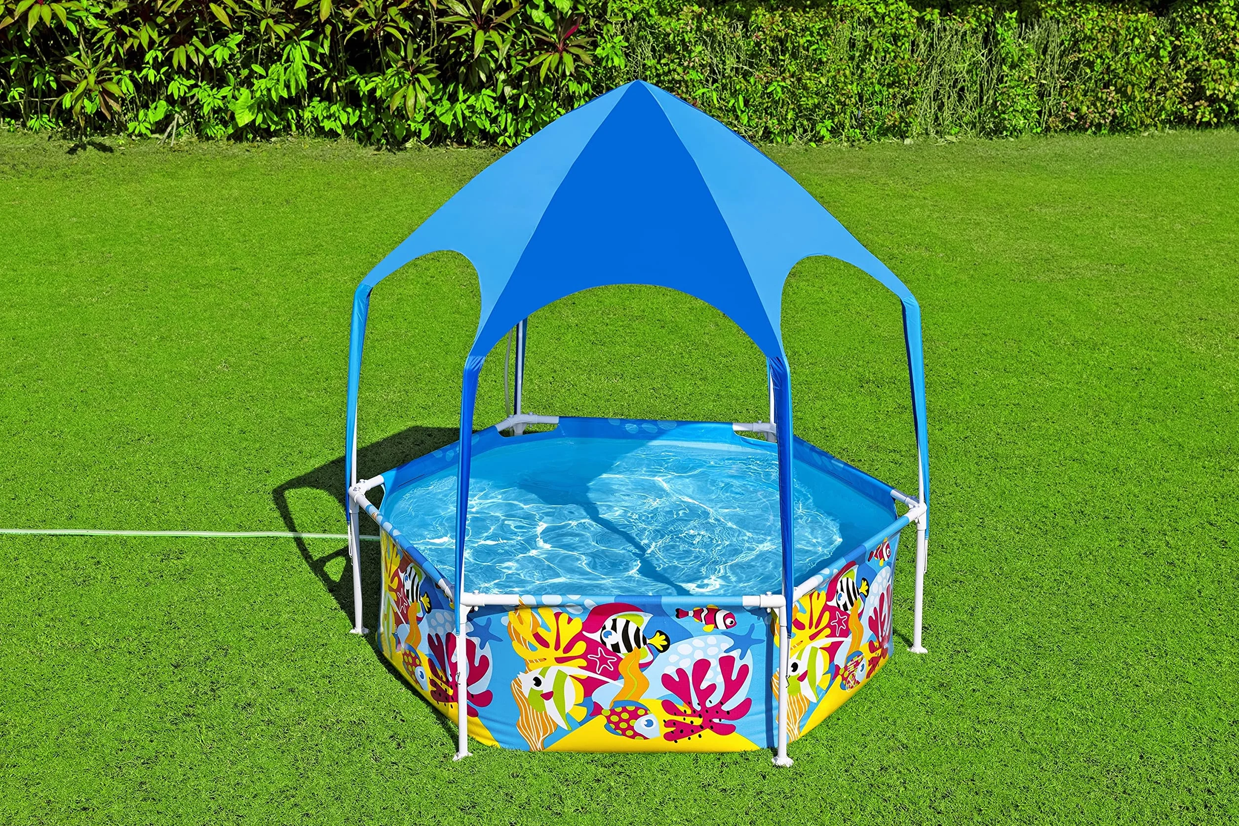 Bestway Splash in Shade 1,83 m x 1,83 m x 51 cm okrągły basen z wkładką DuraPlus i baldachimem UV