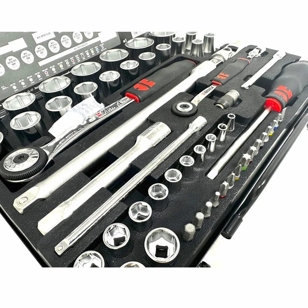 Würth Zebra klucze nasadowe 1/4 + 1/2 cala asortyment 6-kątny 56 części w metalowej kasecie