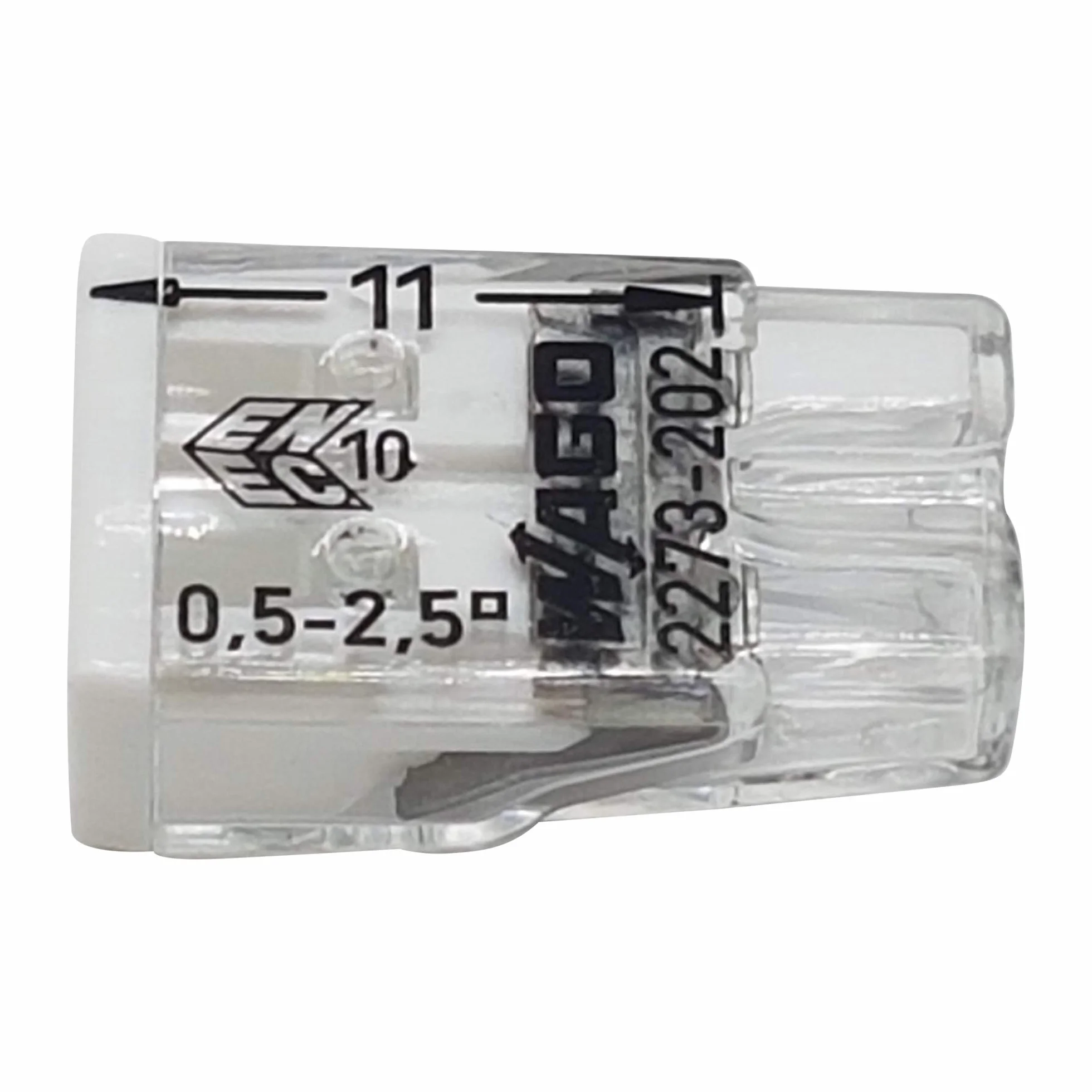 Wago 2273-202 Zestaw 50 zacisków zacisków COMPACT Ø 0,5-2,5 mm² 2 piny przezroczyste/białe