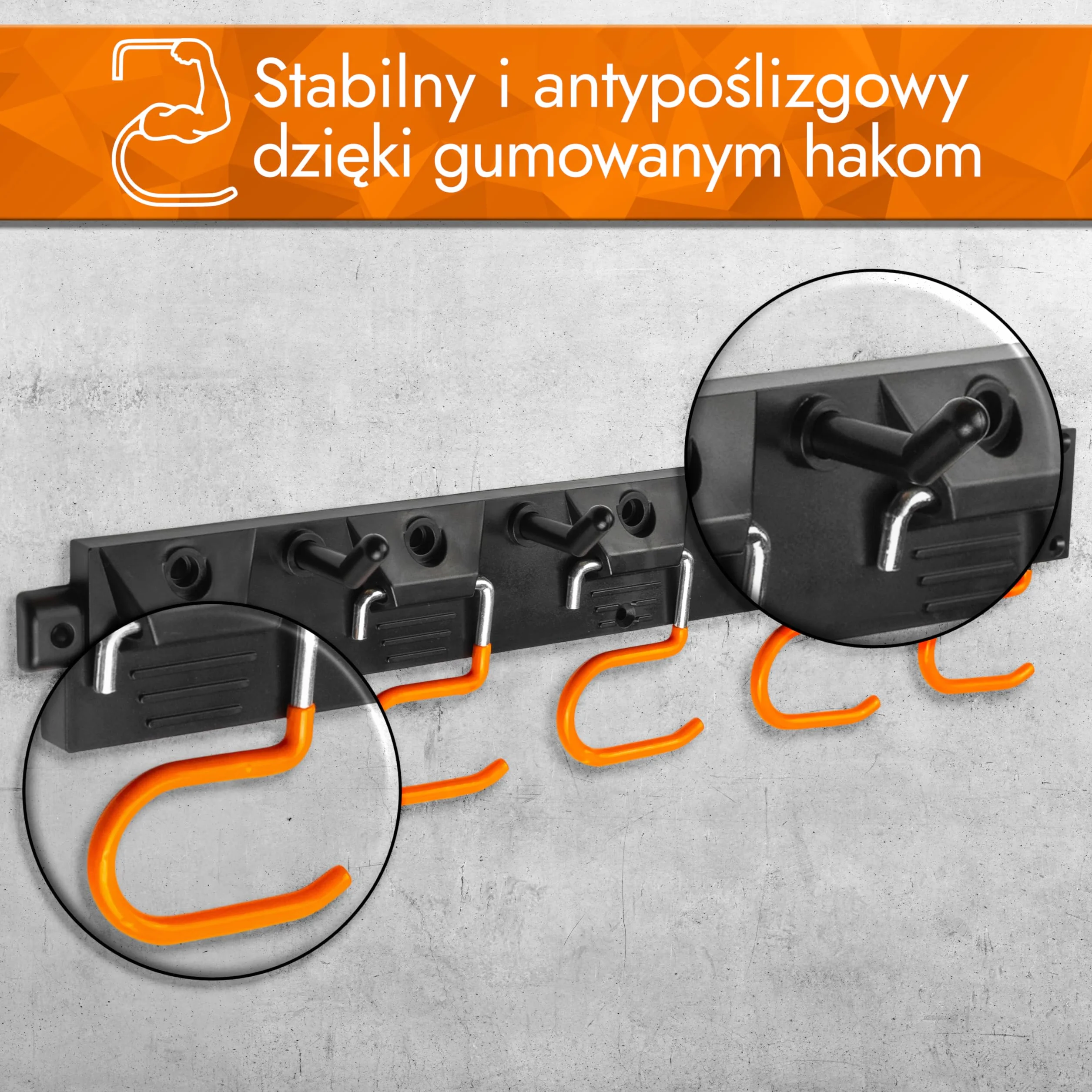 Organizer na narzędzia ogrodnicze 2x40cm z antypoślizgowymi hakami wieszak ścienny