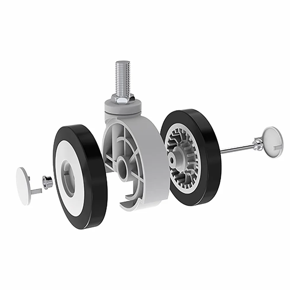 Wytrzymałe kółka skrętne M12 75 mm, z hamulcem, cichy drążek gwintowany, do mebli, wózka, stołu warsztatowego, zestaw 4 sztuk (hamulec 100 mm) (75 mm