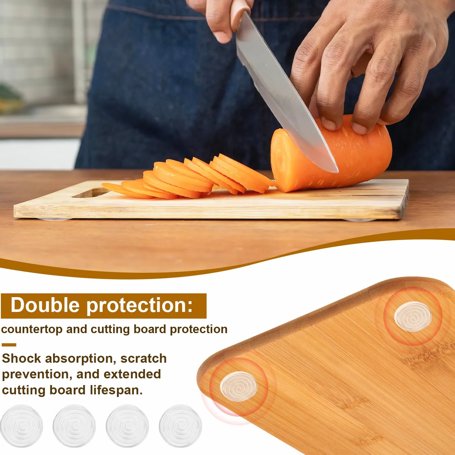 16 Szt. Antypoślizgowych Podkładek Pod Nóżki Deski do Krojenia, Samoprzylepne Silikonowe Nóżki Deski do Krojenia Wielokrotnego Użytku i Zmywalne Antypoślizgowe Podkładki Pod Tace Meble Krzesła