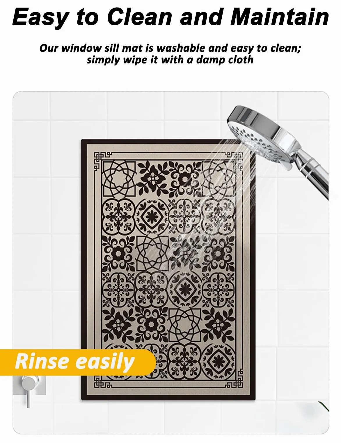 ziemia okrzemkowa mata progowa dla zwierząt domowych i roślin antypoślizgowa, pyłoszczelna osłona ochronna retro design wąska poduszka do okna wykuszowego (300 x 12 cm)