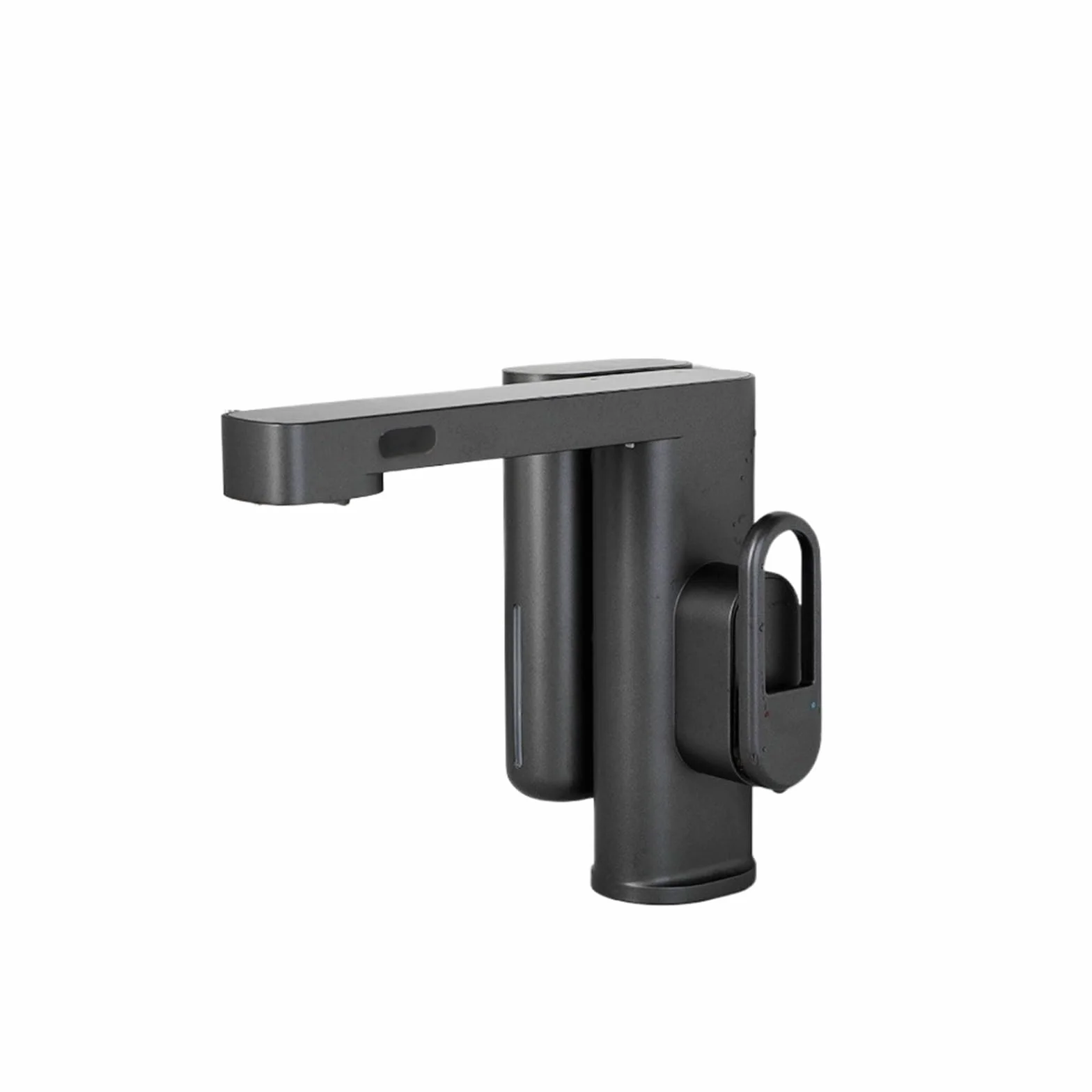 Bateria łazienkowa z czujnikiem i dozownikiem mydła, baterie umywalkowe, bateria stojąca, czarny (Dark Grey)