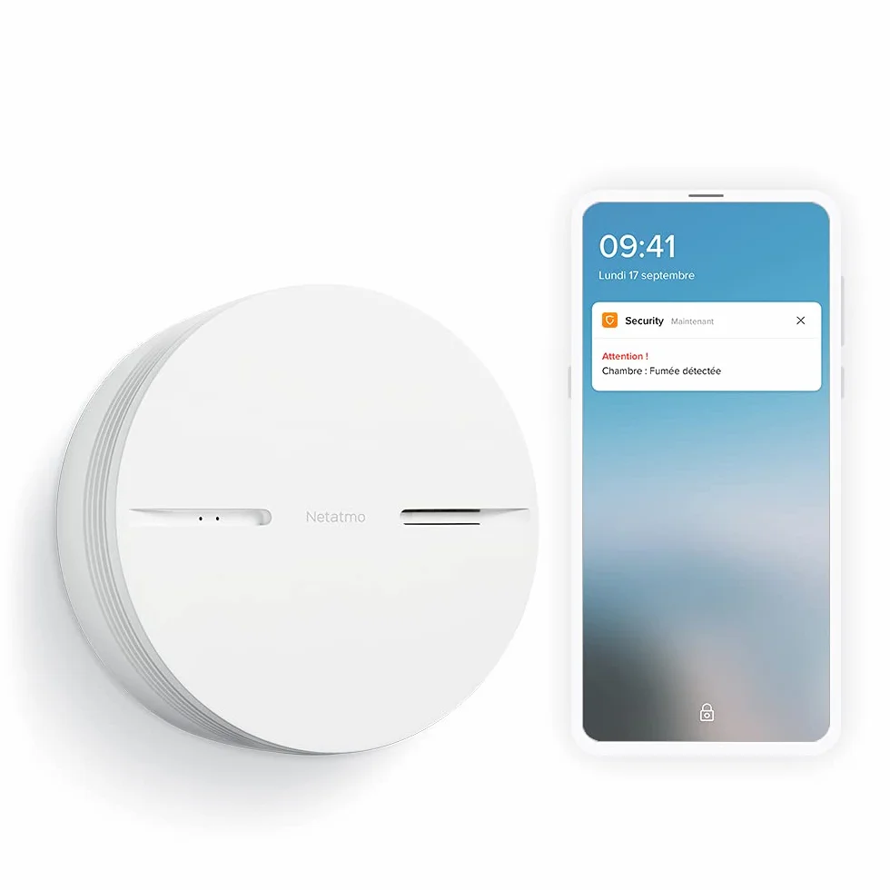 Netatmo Inteligentny czujnik dymu 10 lat baterii alarm pożarowy EN14604 biały