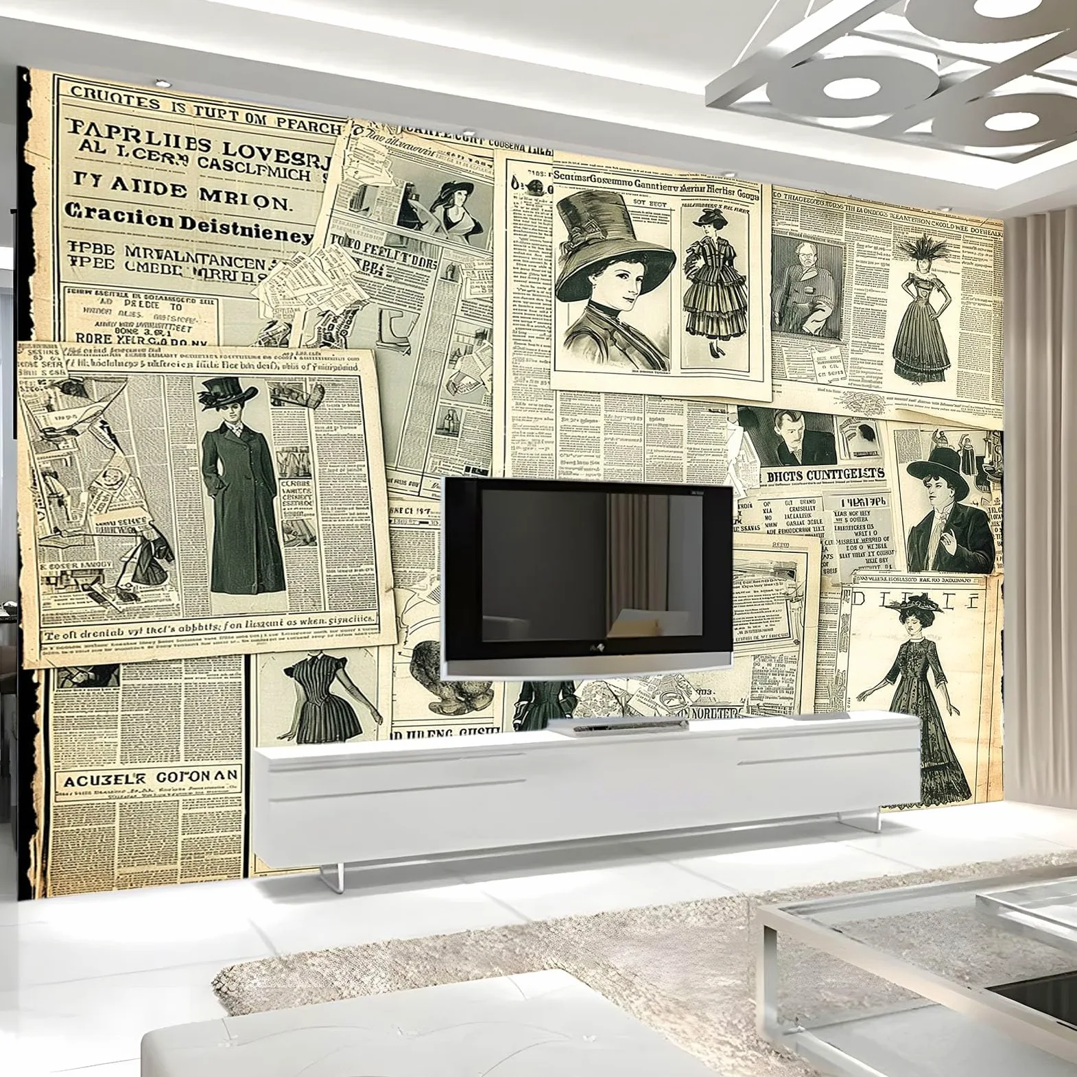 Styl gazety mural tapeta retro ubrania modele ścienne murale do sypialni salonu dzieci przedszkole fototapeta artystyczna dekoracja szer. 400 x wys. 280 cm dekoracja ścienna papier plakat