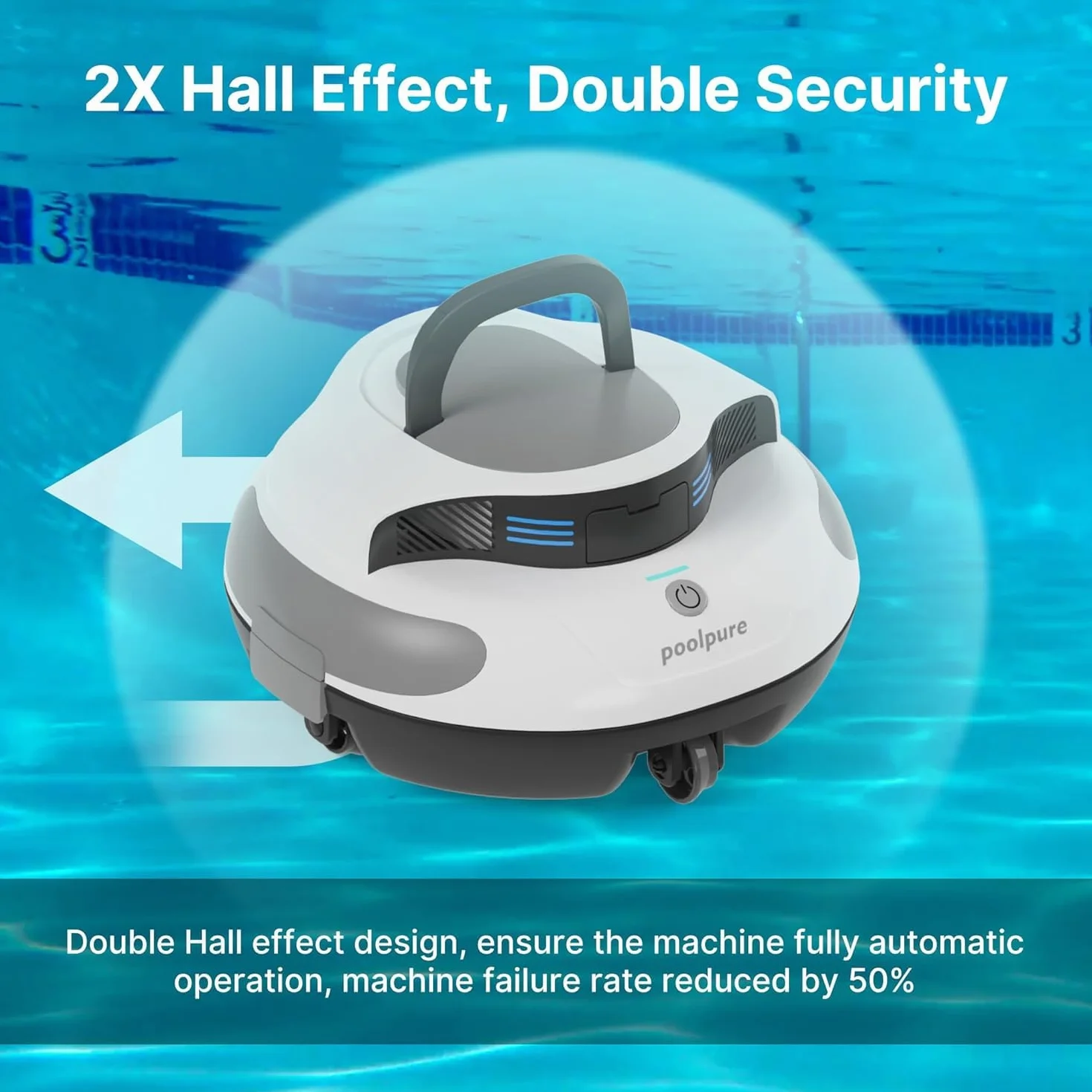 POOLPURE Robot basenowy bezprzewodowy 5000 mAh IPX8 podwójny silnik automatyczne parkowanie