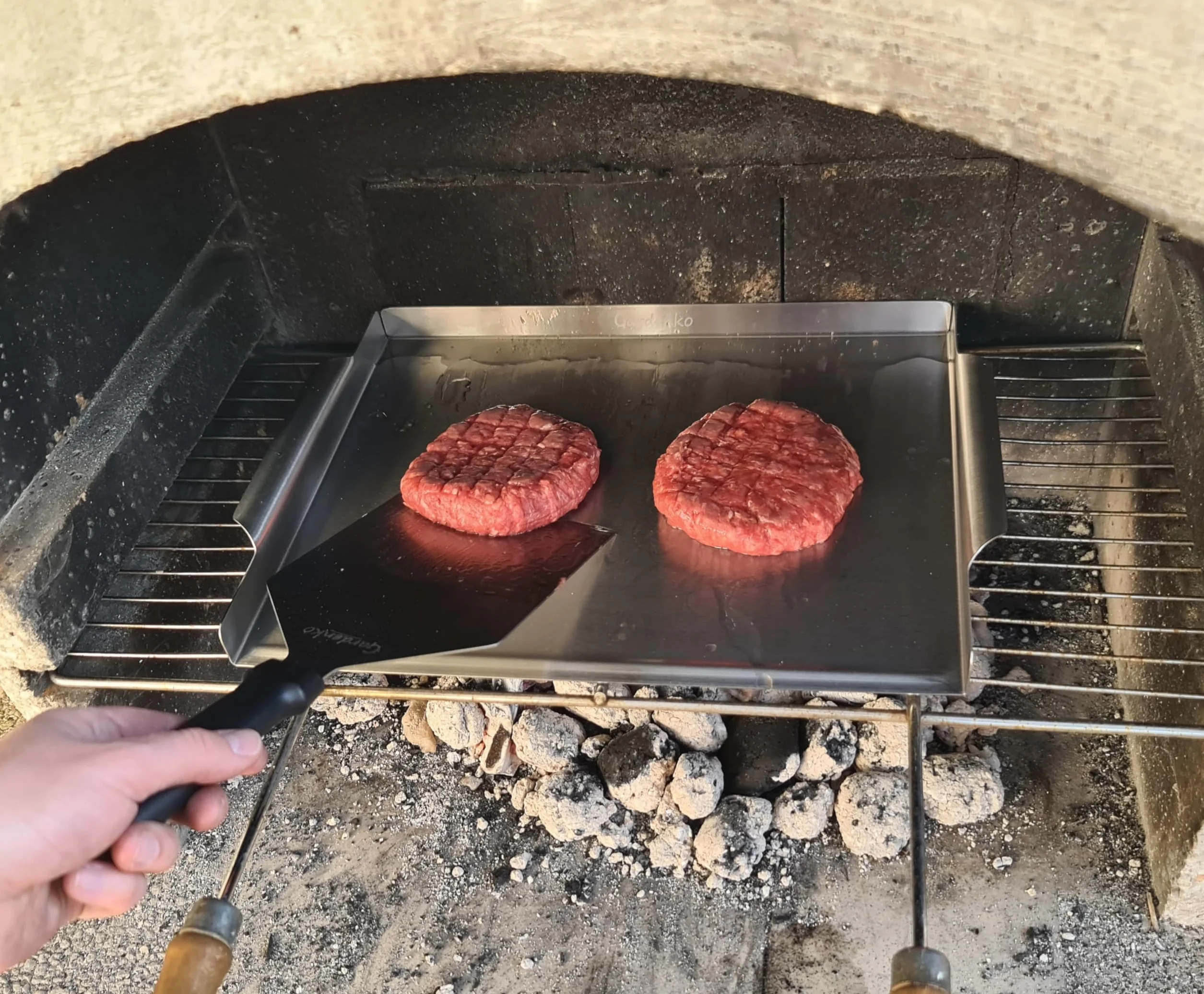 Płyta grillowa ze stali nierdzewnej 1 mm 39,4 x 29,1 cm do grilla węglowego plancha do smash burgerów