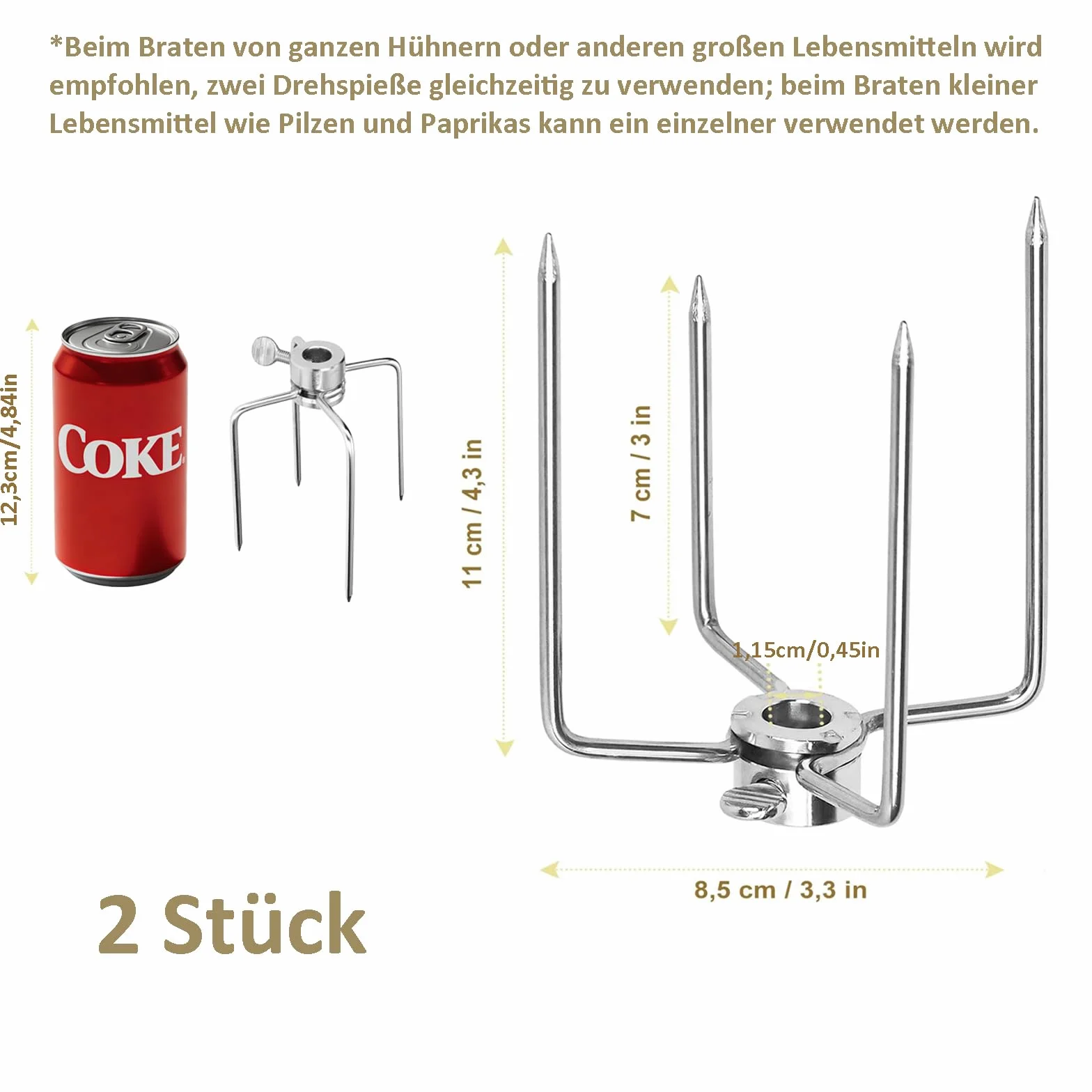Klamra do mięsa ze stali nierdzewnej, 2 sztuki spinek, igła ze śrubą, widelec do grillowania kurczaka, srebrna