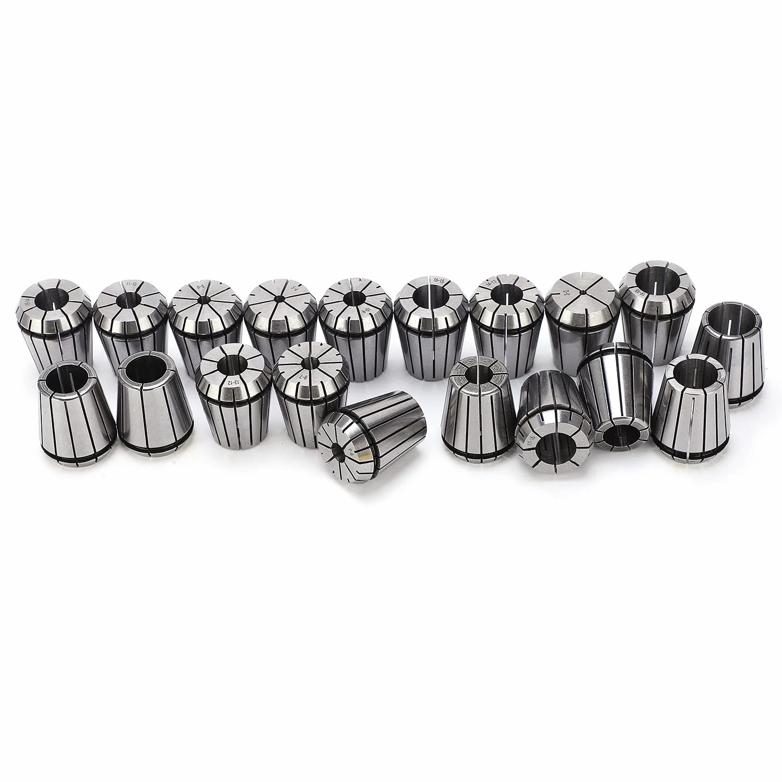 ER32 zestaw tulei zaciskowych, 19-częściowy, tuleje zaciskowe sprężynowe 2-20 mm ze stali węglowej, do grawerowania CNC, frezarki, uchwytu narzędziowego