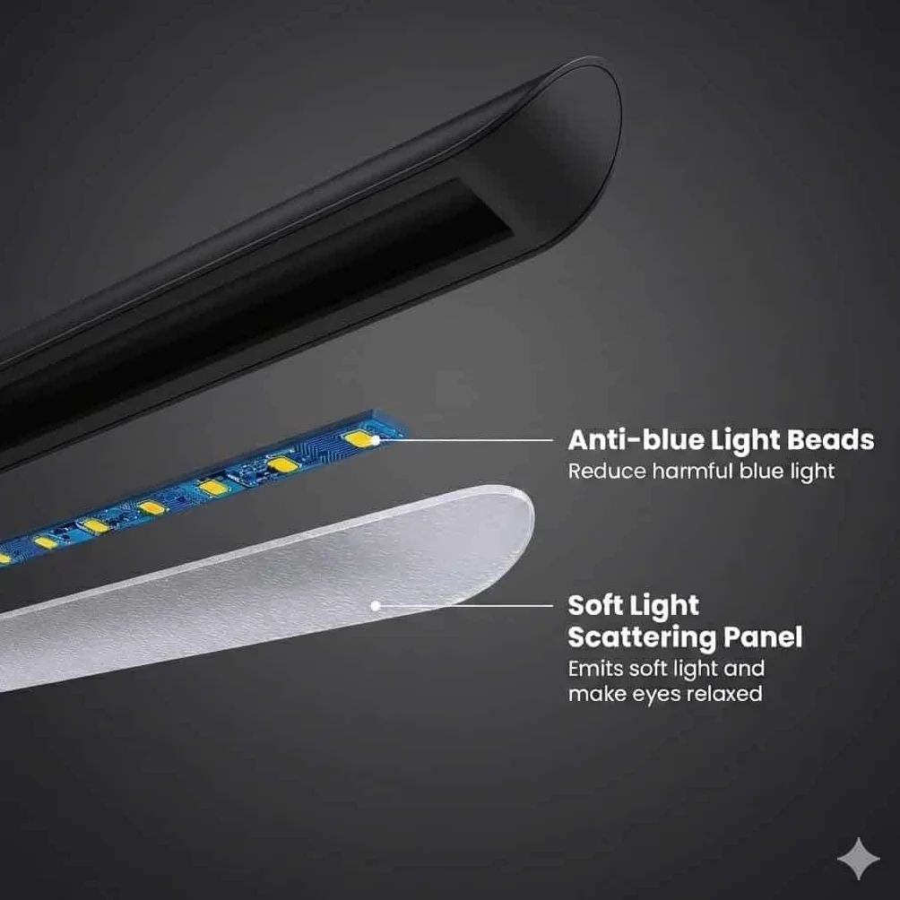 Infitronic IN18LEDKL – 18 diod LED, lampa fortepianowa, lampa stołowa, ciepłe białe światło, możliwość ściemniania, gniazdo ładowania USB typu A (wersja czarna)