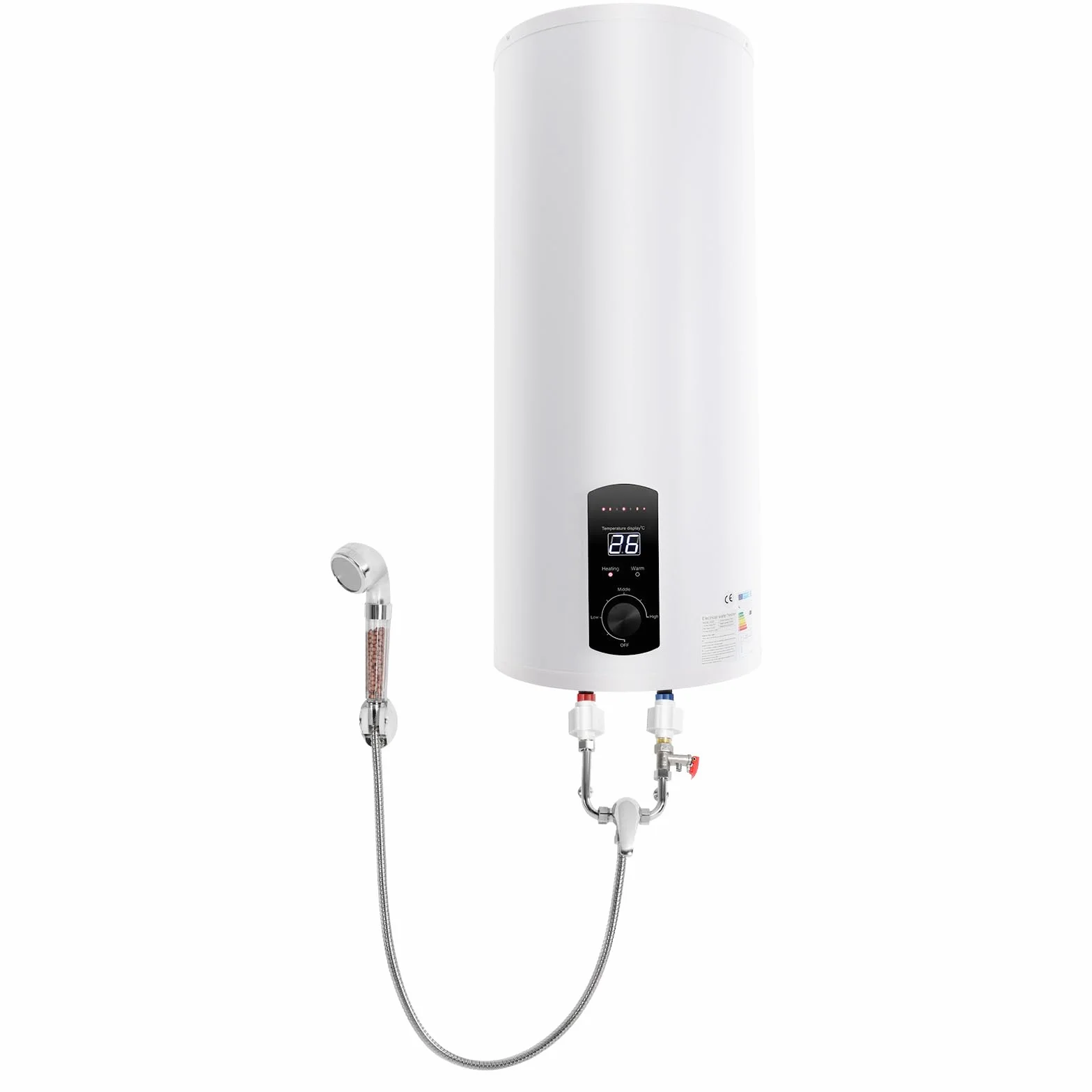 Elektryczny zbiornik ciepłej wody, 60 l, podgrzewacz przepływowy 220 V, 2 kW, bojler na wodę, bojler na wodę, cyfrowy wyświetlacz, poziomy 25-75°C, natychmiastowy, do łazienki, kuchni