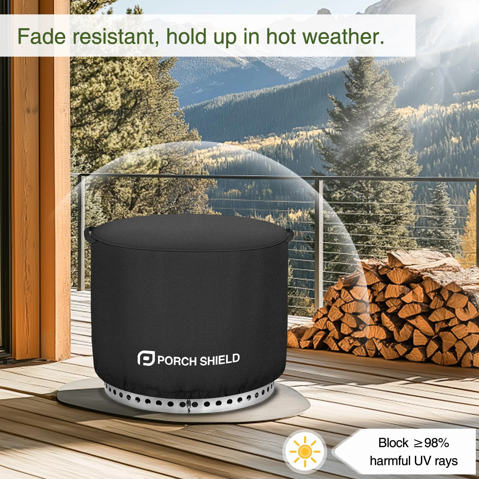 Porch Shield Odporny na blaknięcie pokrowiec na palenisko Solo Stove Yukon, wodoodporny pokrowiec na palenisko na patio, okrągły, 81 cm, pasuje do małego paleniska Solo Stove Yukon