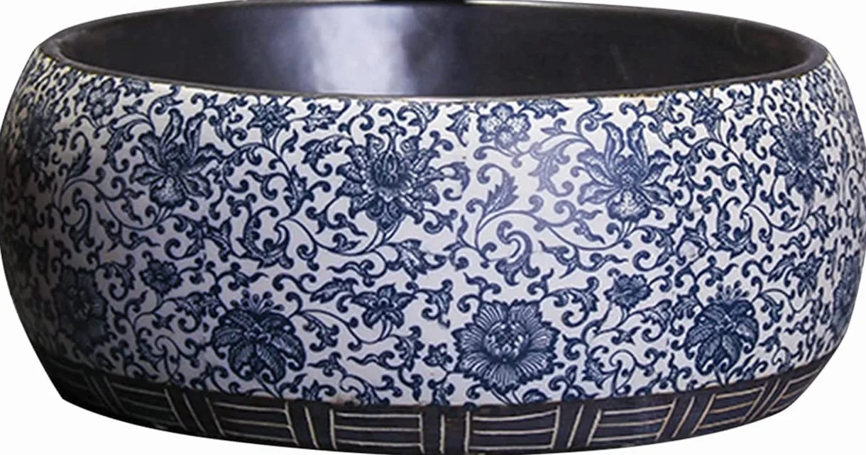 Ceramiczna Umywalka Łazienkowa, Ręcznie Rzeźbiona Umywalka Nablatowa, Ceramiczna Umywalka Łazienkowa Nablatowa Z Kranem I Odpływem, Umywalka W Stylu Industrialnym 40 * 40 * 14,Singlebasin