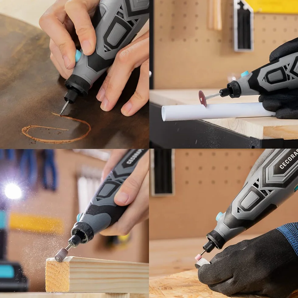 Cecotec Precyzyjne narzędzie obrotowe CecoRaptor Perfect Polish&Sand 1200 Ultra. Bateria 12V i 1500 mAh, Prędkość bez ładowania 25000 obr/min, Autonomia 60 min, Zestaw 60 Akcesoria