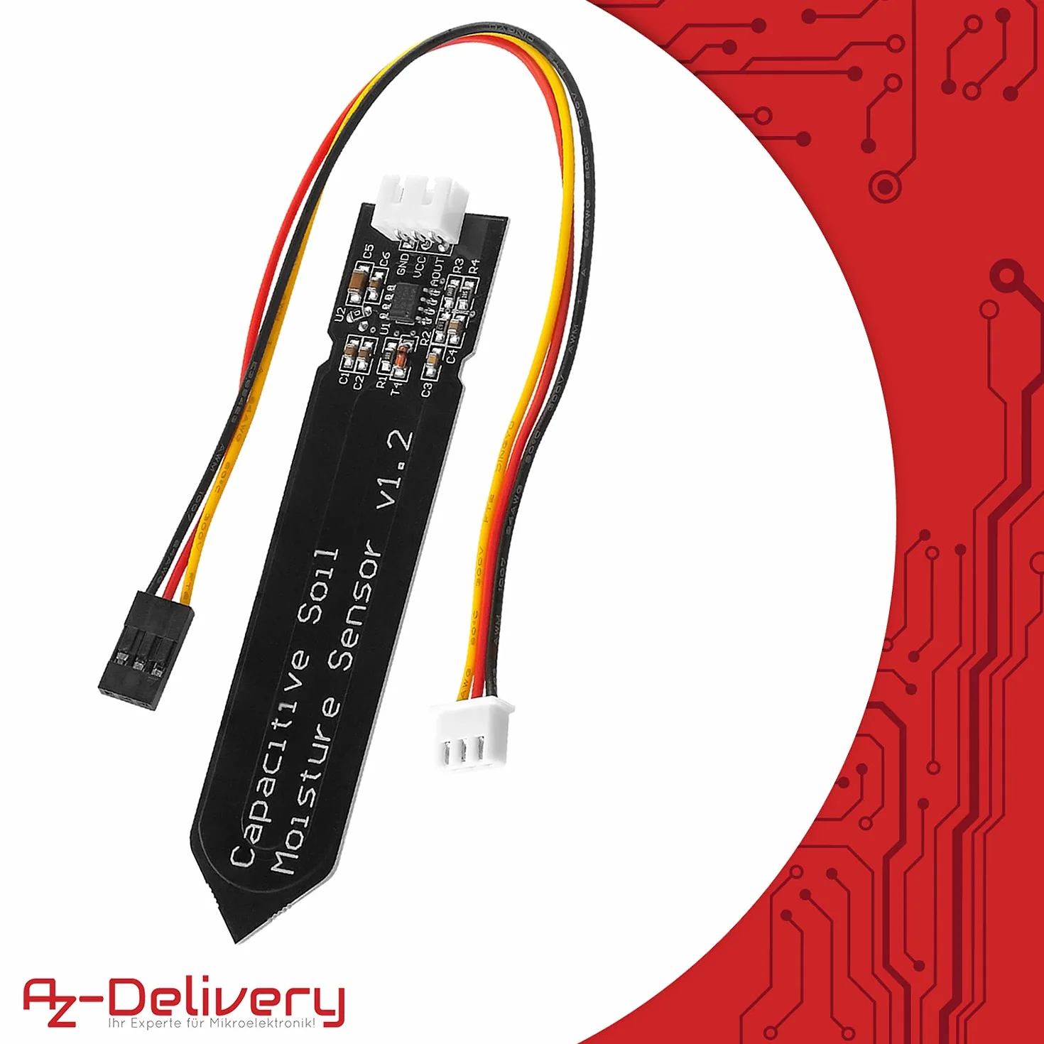 AZDelivery Czujnik Wilgotności Gleb Higrometr Moduł V1.2 Pojemnościowy Kompatybilny z Arduino Raspberry Pi
