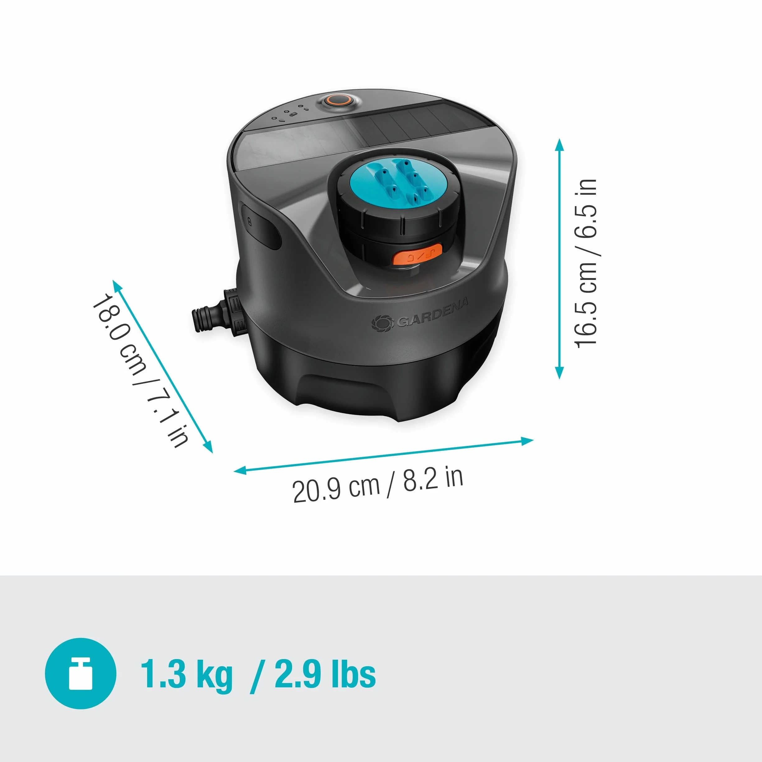 Gardena System nawadniania AquaPrecise, zasilany energią słoneczną, do trawnika
