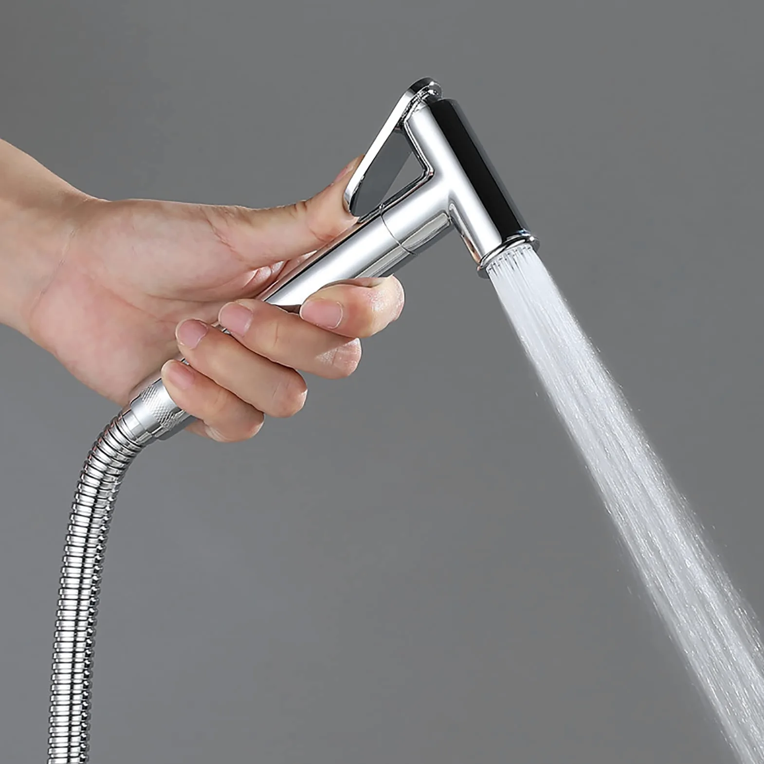 Ręczne przenośne bidet, Ręczna natryskowa słuchawka bidetowa do toalety, mosiężna, pojedyncza rączka, z wężem prysznicowym 150 cm, wielokolorowa(Chrome)