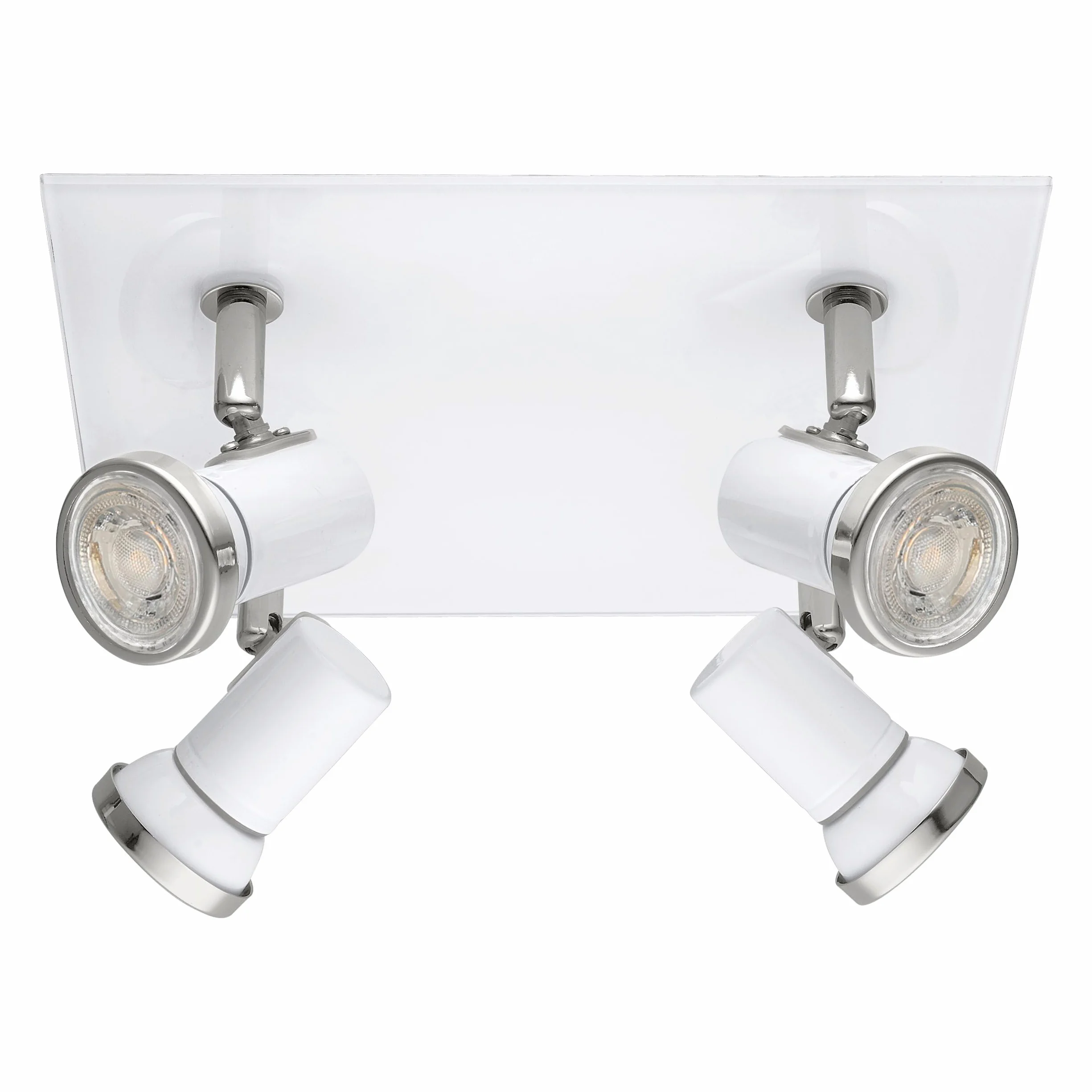 EGLO Lampa sufitowa Tamara 1, 4-płomienna lampa sufitowa | oświetlenie do łazienki, lampa łazienkowa z metalu w bieli i chromie, szkło, reflektory sufitowe, spoty z żarówkami GU10