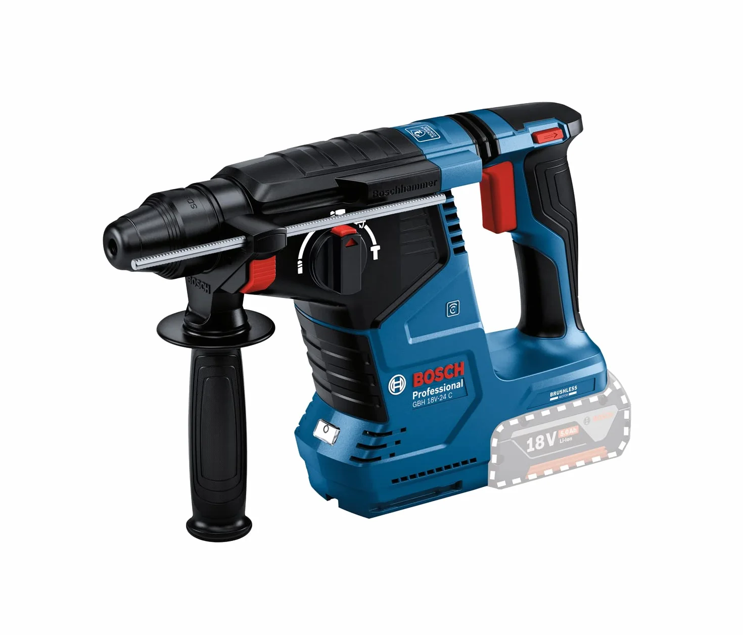 Bosch Professional 18 V GBH 18 V-24 C akumulatorowy młot udarowo-obrotowy (z SDS plus, w zestawie dodatkowy uchwyt, bez akumulatora/ładowarki)