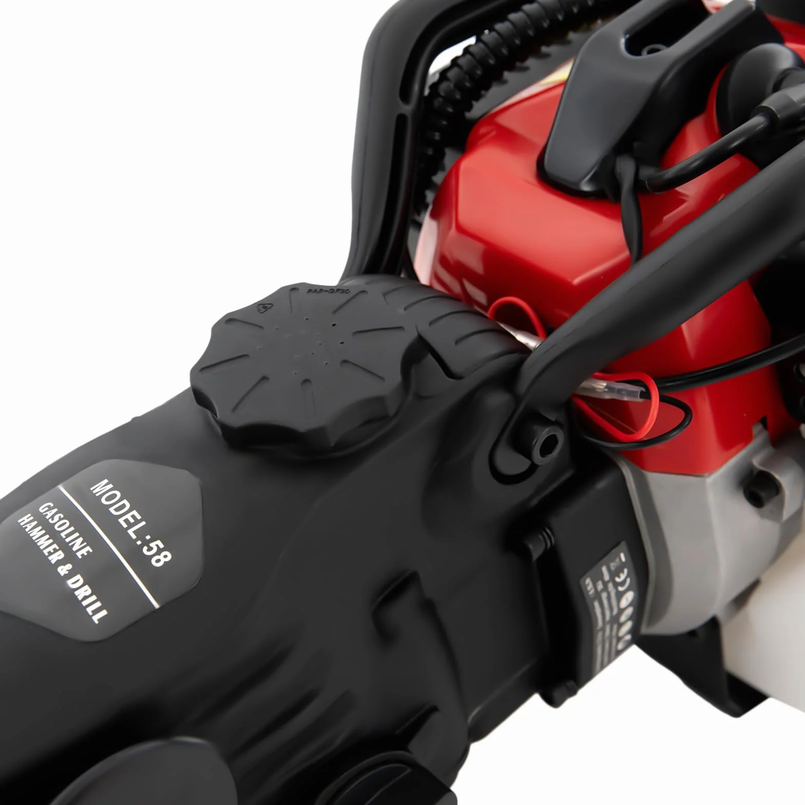 Młot rozbiórkowy, wiertarka udarowa, benzyna o mocy 1200 W, siła uderzenia 12 J i 3200 uderzeń/min. częstotliwość uderzeń, mobilna wiertarka benzynowa, 1,5 N.m/5000 obr./min