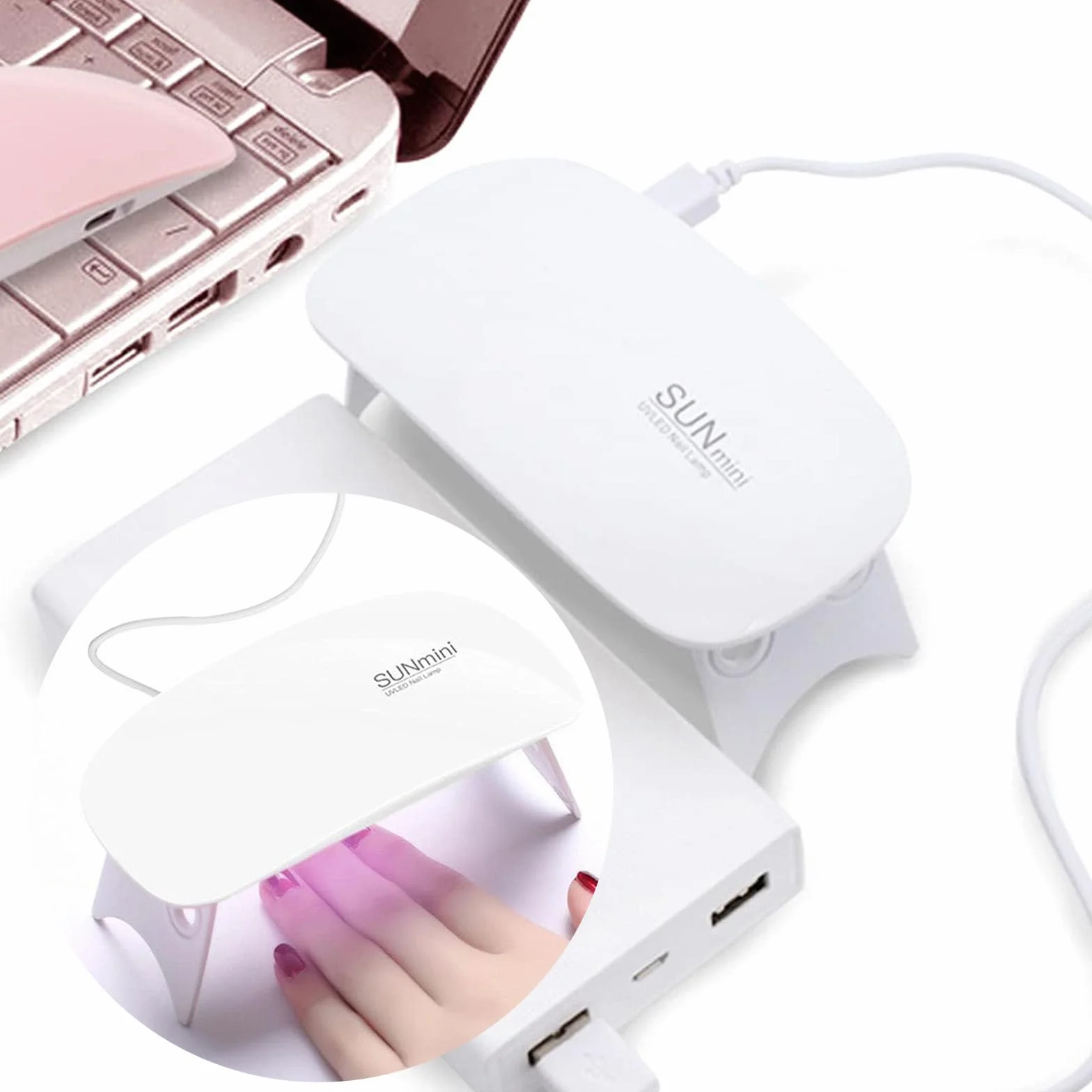 Mini lampa UV LED do paznokci żelowych 6 W, profesjonalna lampa do paznokci żelowych - kompatybilna z 2 rękami/stopami, tryb bezbolesny, 2 timer, automatyczny czujnik