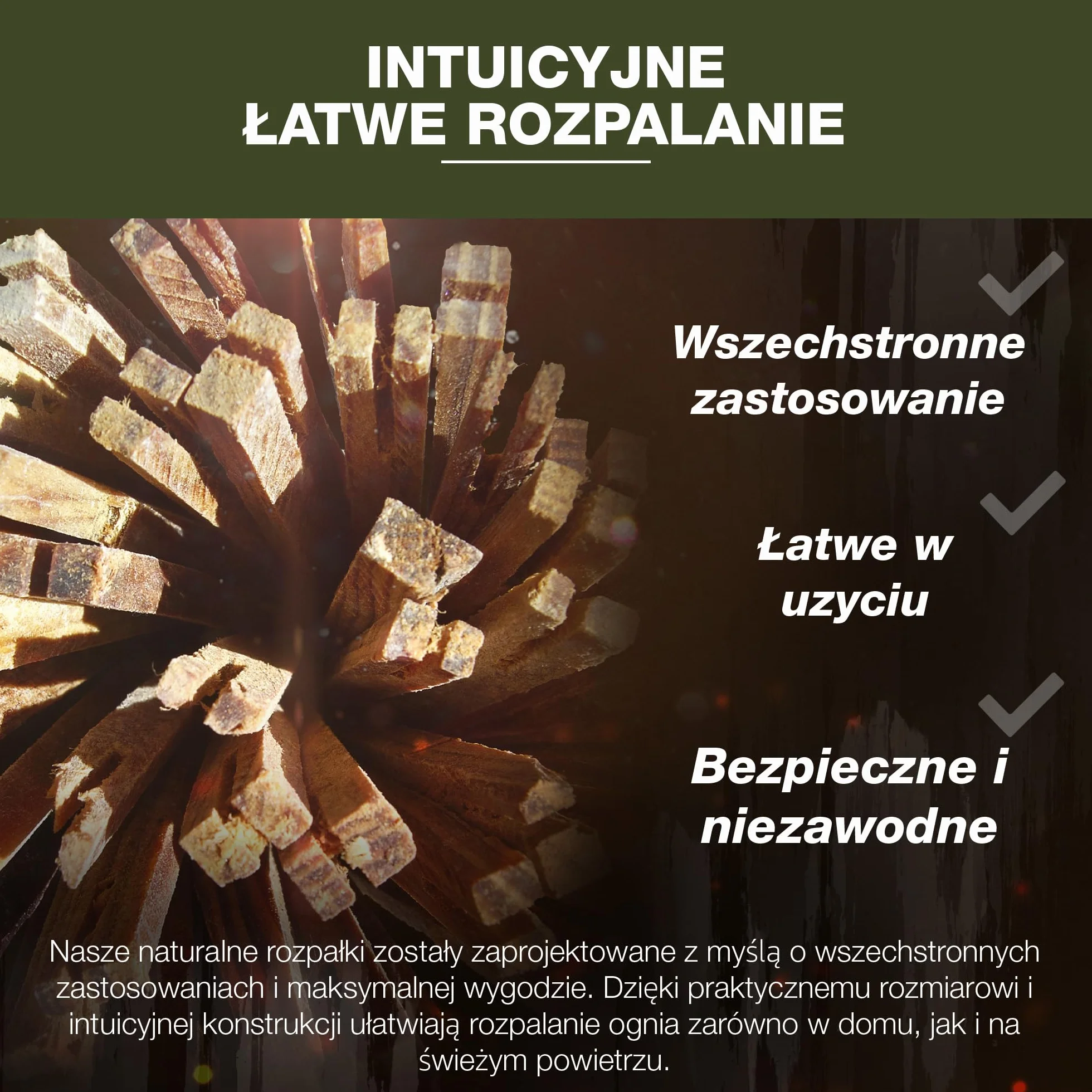 SWISSINNO Naturalne podpałki Flame Flash Ekologiczne rozpałki do kominków 500 g