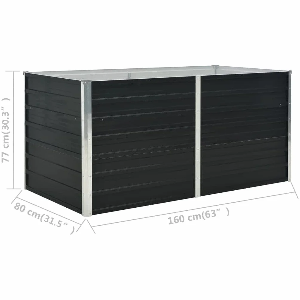 vidaXL Donica do podniesionej grządki, antracytowa, 160x80x77 cm, stal