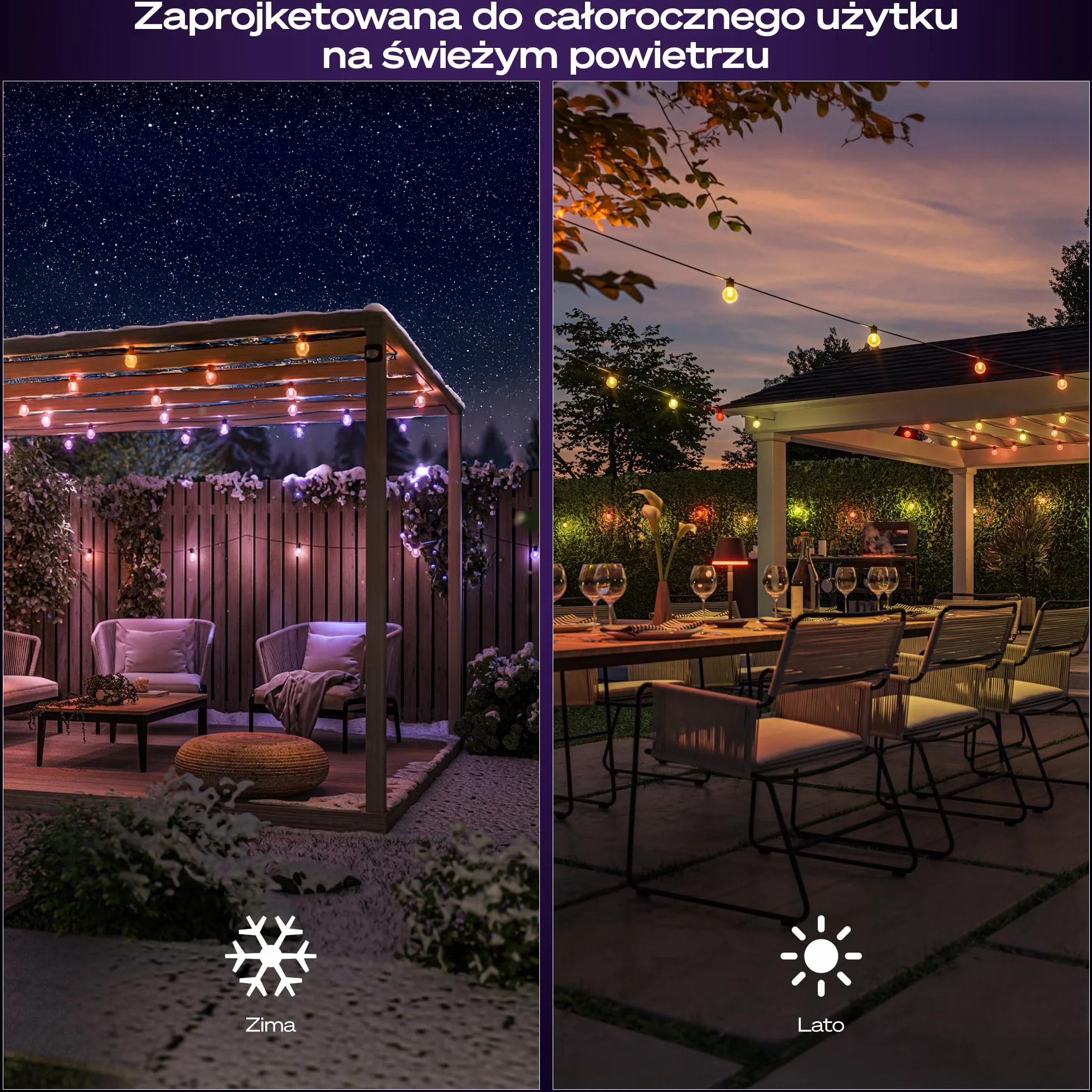 Philips Hue Festavia Globe Oświetlenie Zewnętrzne 7M 10 Żarówek Ściemniane Kompatybilne z Alexa Google Assistant Apple Home