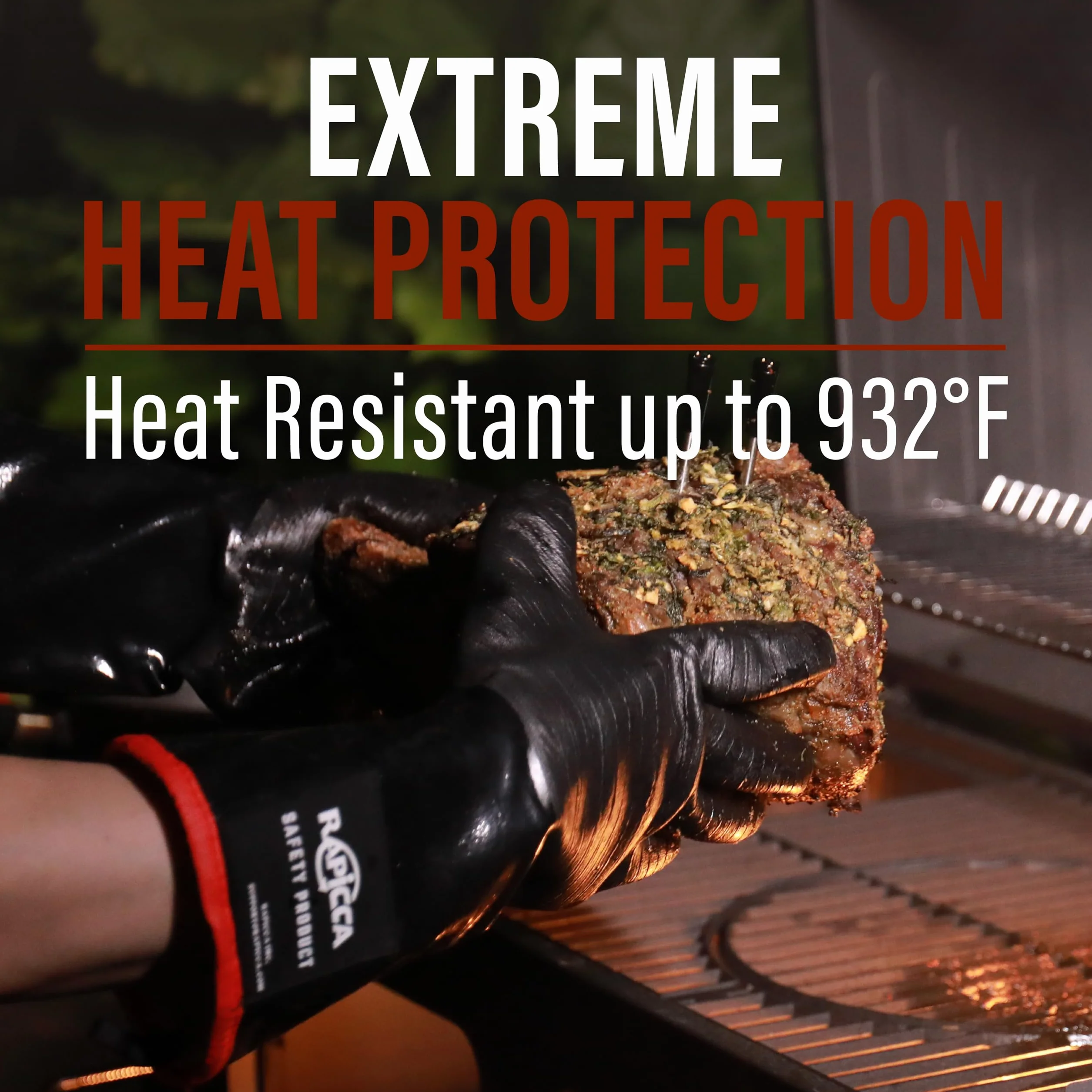 RAPICCA Rękawice do grillowania 35 cm 500°C odporne na wysokie temperatury