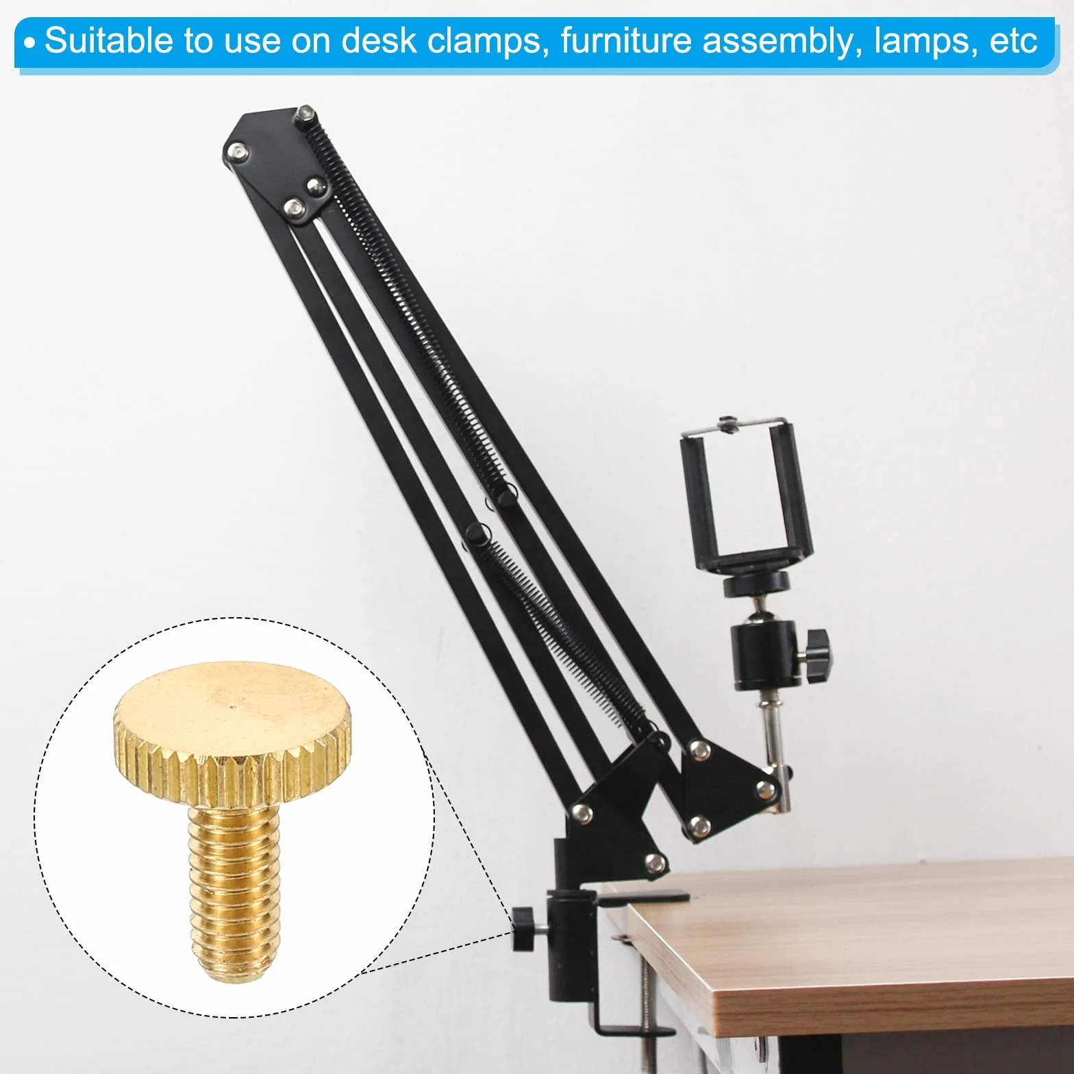 PATIKIL Zestaw 10 sztuk śrub na kciuk M4 x 10 mm, radełkowane, płaskie, mosiężne, śruby, uchwyty, uchwyty z prostymi ramionami, do lamp retro