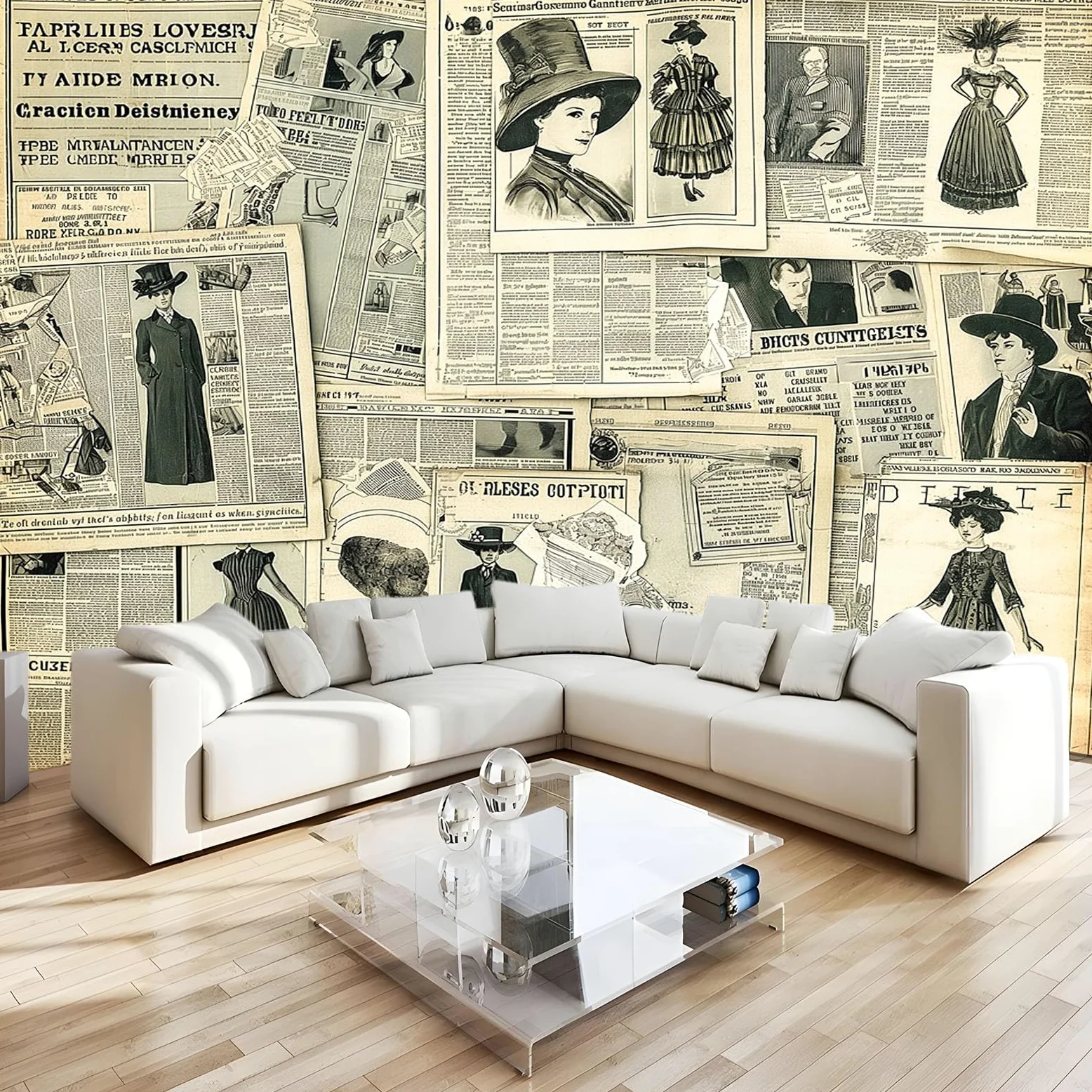 Styl gazety mural tapeta retro ubrania modele ścienne murale do sypialni salonu dzieci przedszkole fototapeta artystyczna dekoracja szer. 400 x wys. 280 cm dekoracja ścienna papier plakat