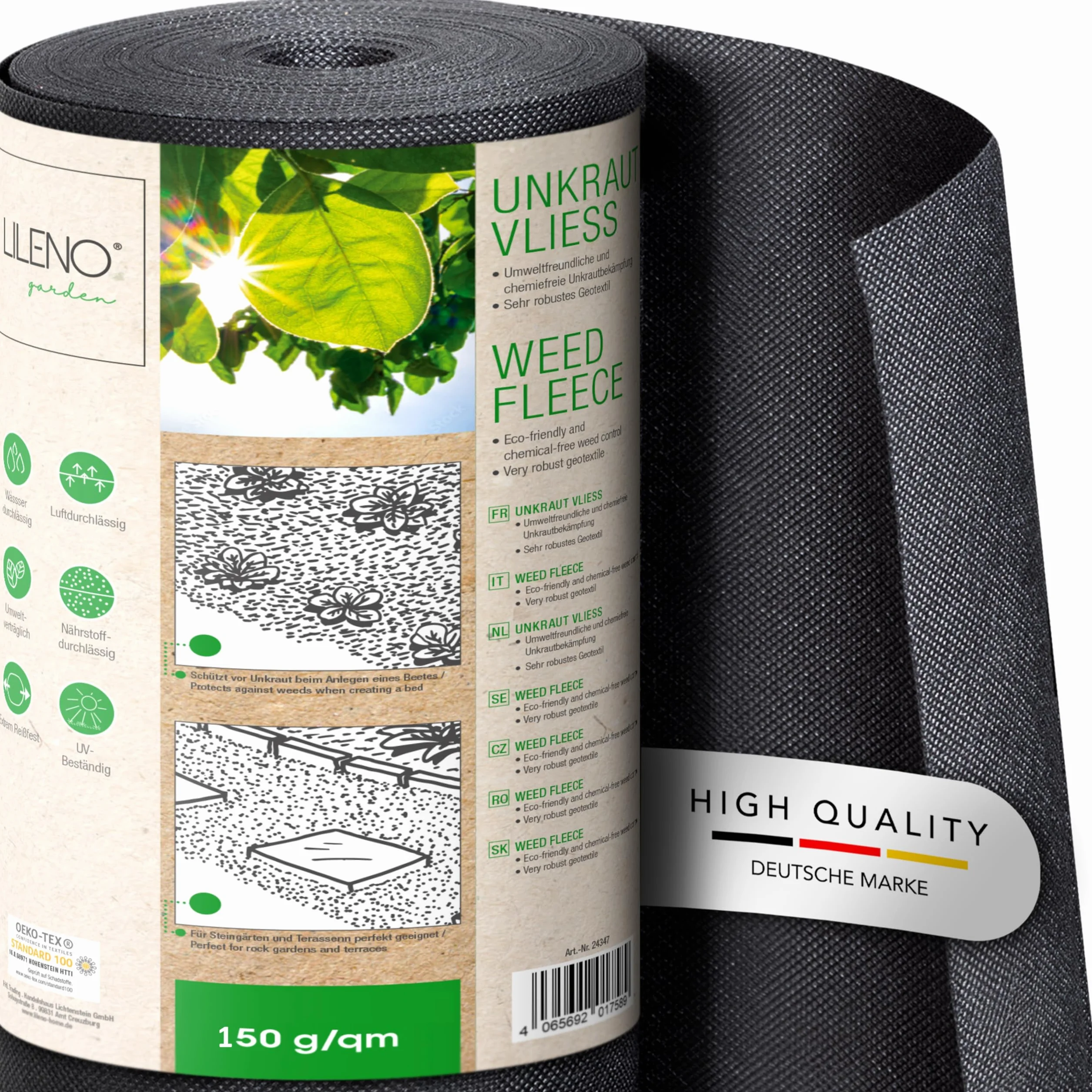 LILENO HOME Włóknina przeciw chwastom 150 g/m² 100 m² odporna na rozdarcie UV