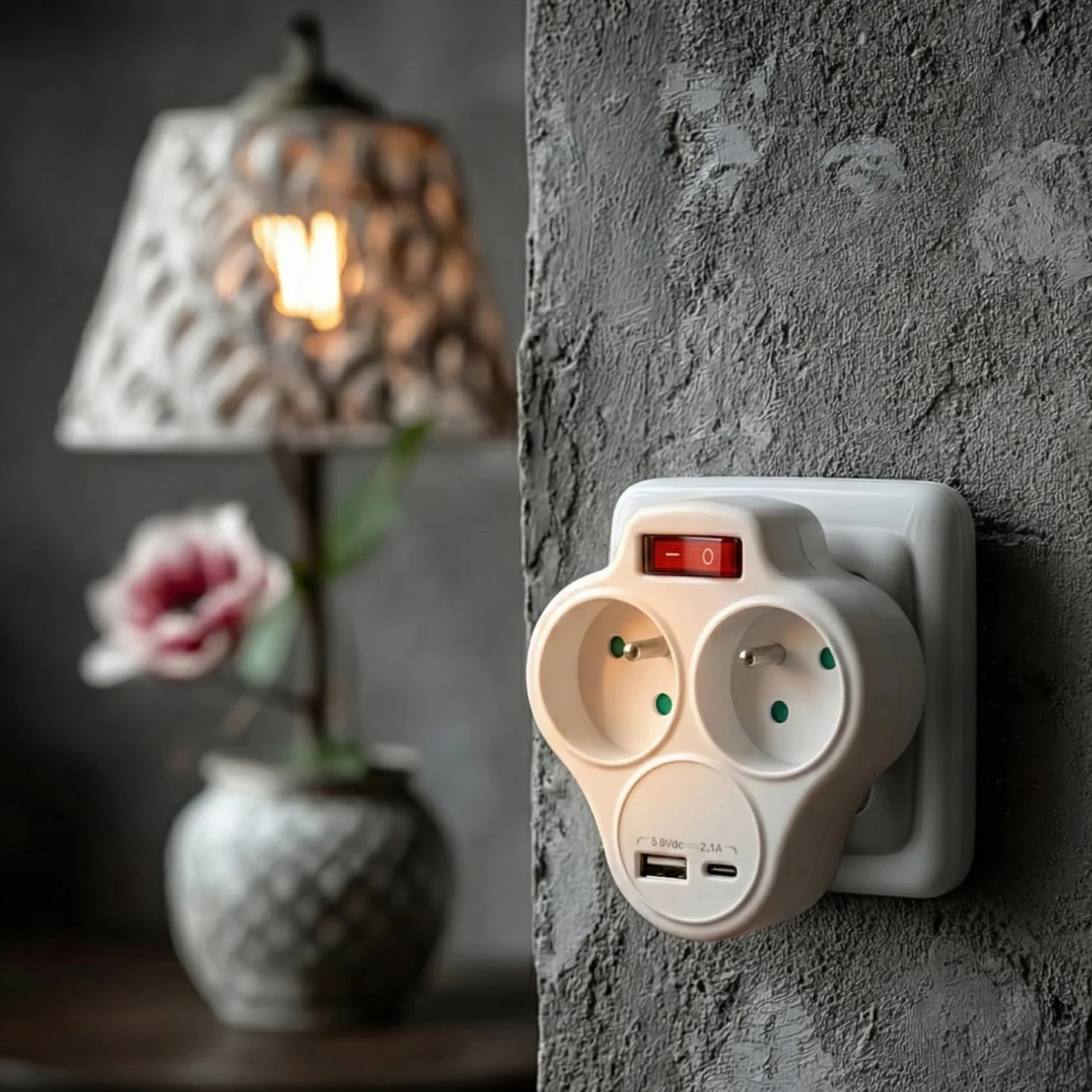 Gniazdko prądowe Maclean, rozgałęźnik z 2 gniazdami i USB A/C 2.4A, typu E, 2x16A, MCE336 E