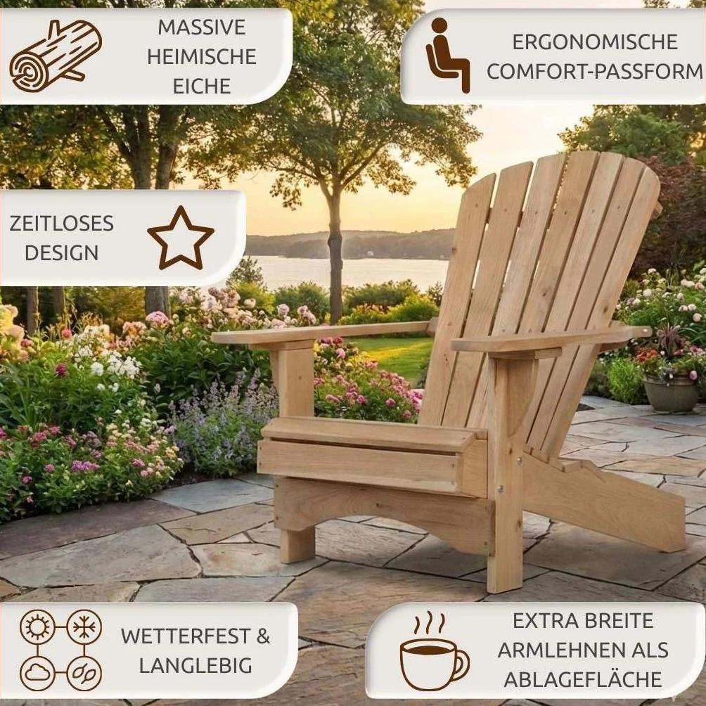 Adirondack krzesło ogrodowe z litego dębu zestaw do montażu odporne na warunki atmosferyczne