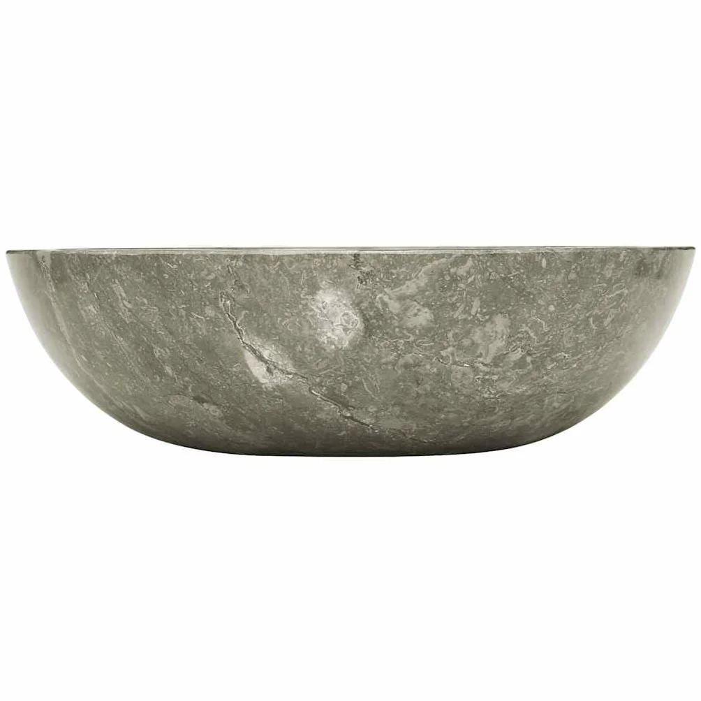vidaXL Umywalka, szara, Ø40x12 cm, marmurowa