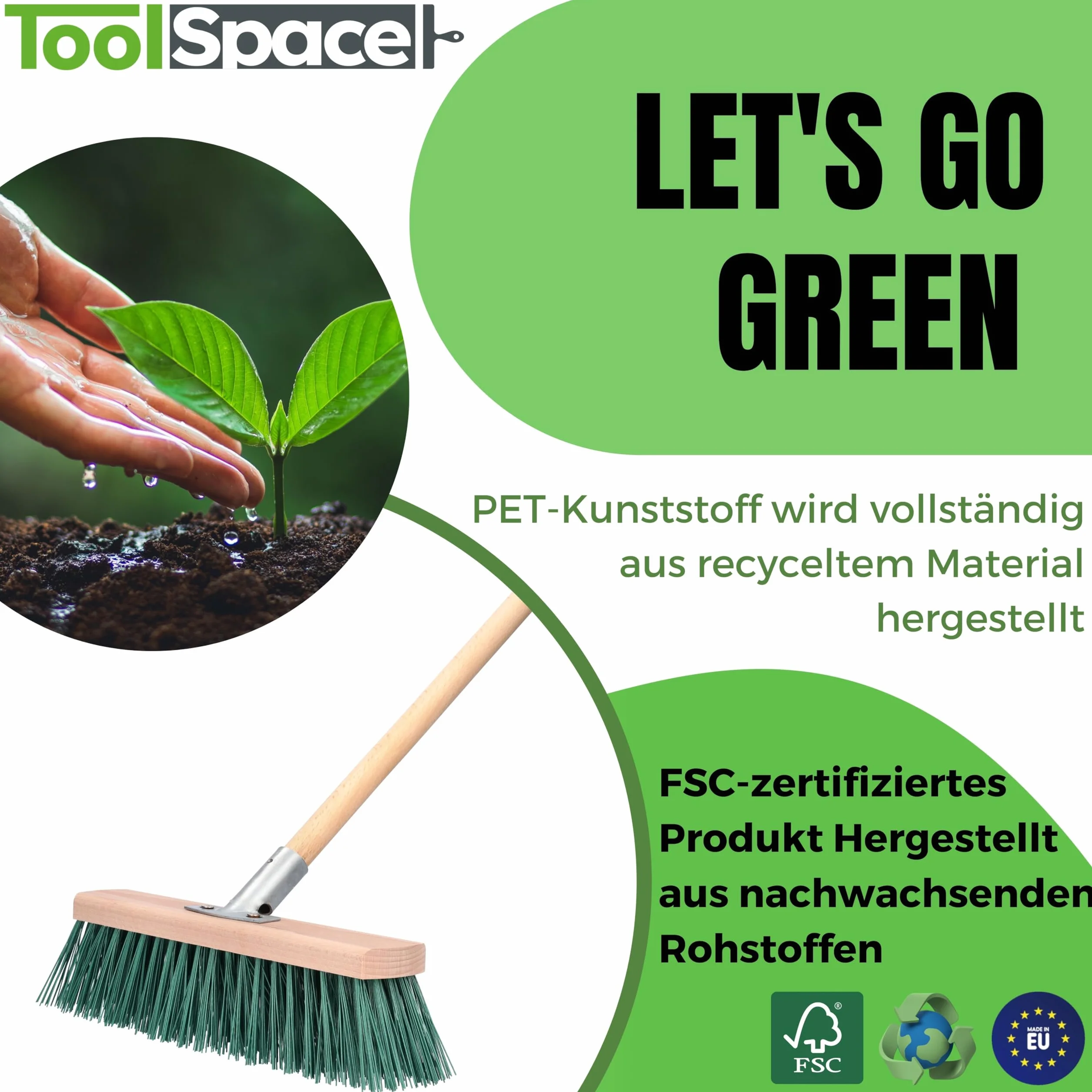 ToolSpace Szczotka do zamiatania ulic i kostki brukowej Miotła Ulicówka 40 cm do Użytku na Zewnątrz Miotła Ogrodowa do Podjazdu Tarasu Chodników Podwórka Garażu Patio Werandy