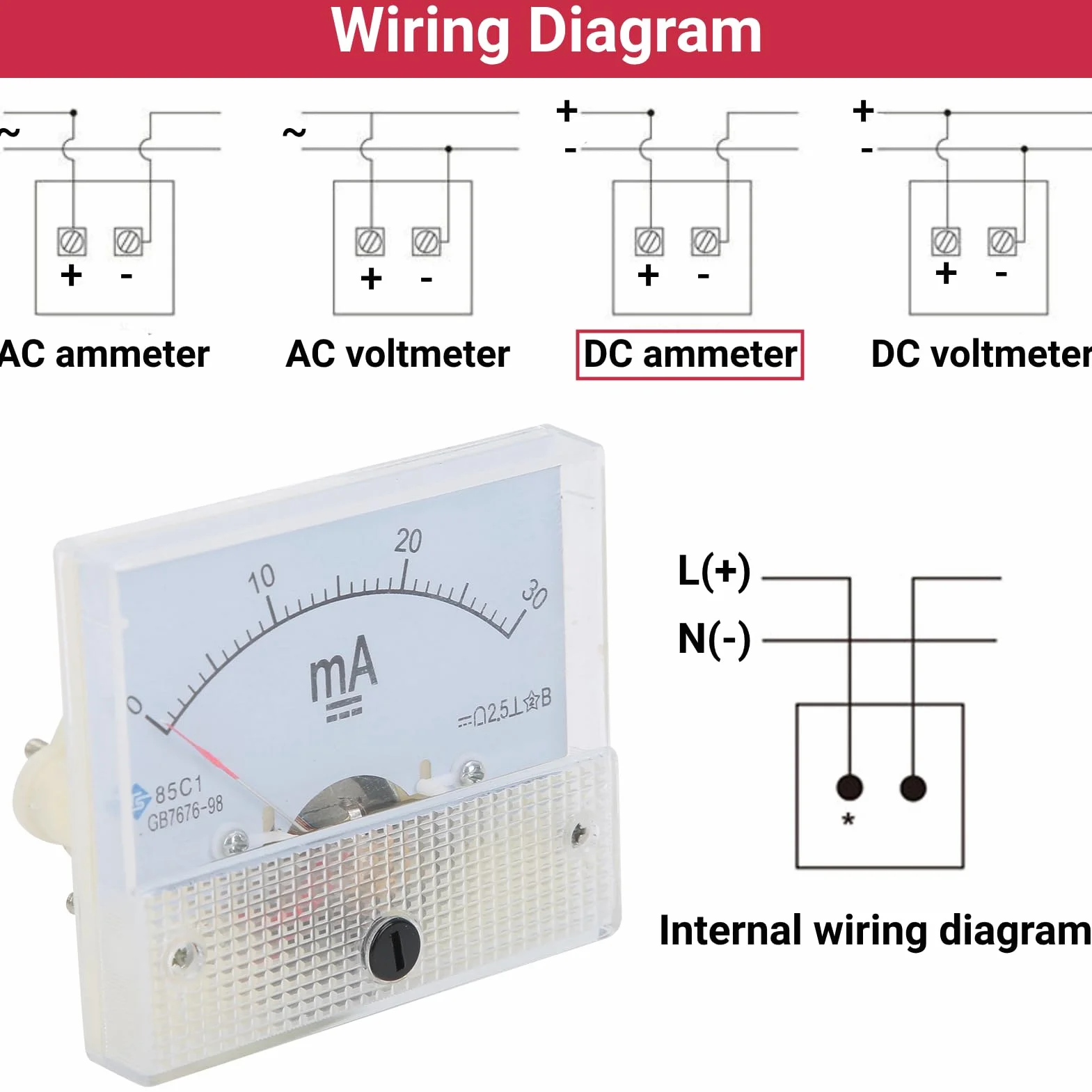 Amperomierz 85C1-A DC 0-30MA analogowy amperomierz wskazówka, miernik prądu, panel tester prądu o prostej strukturze