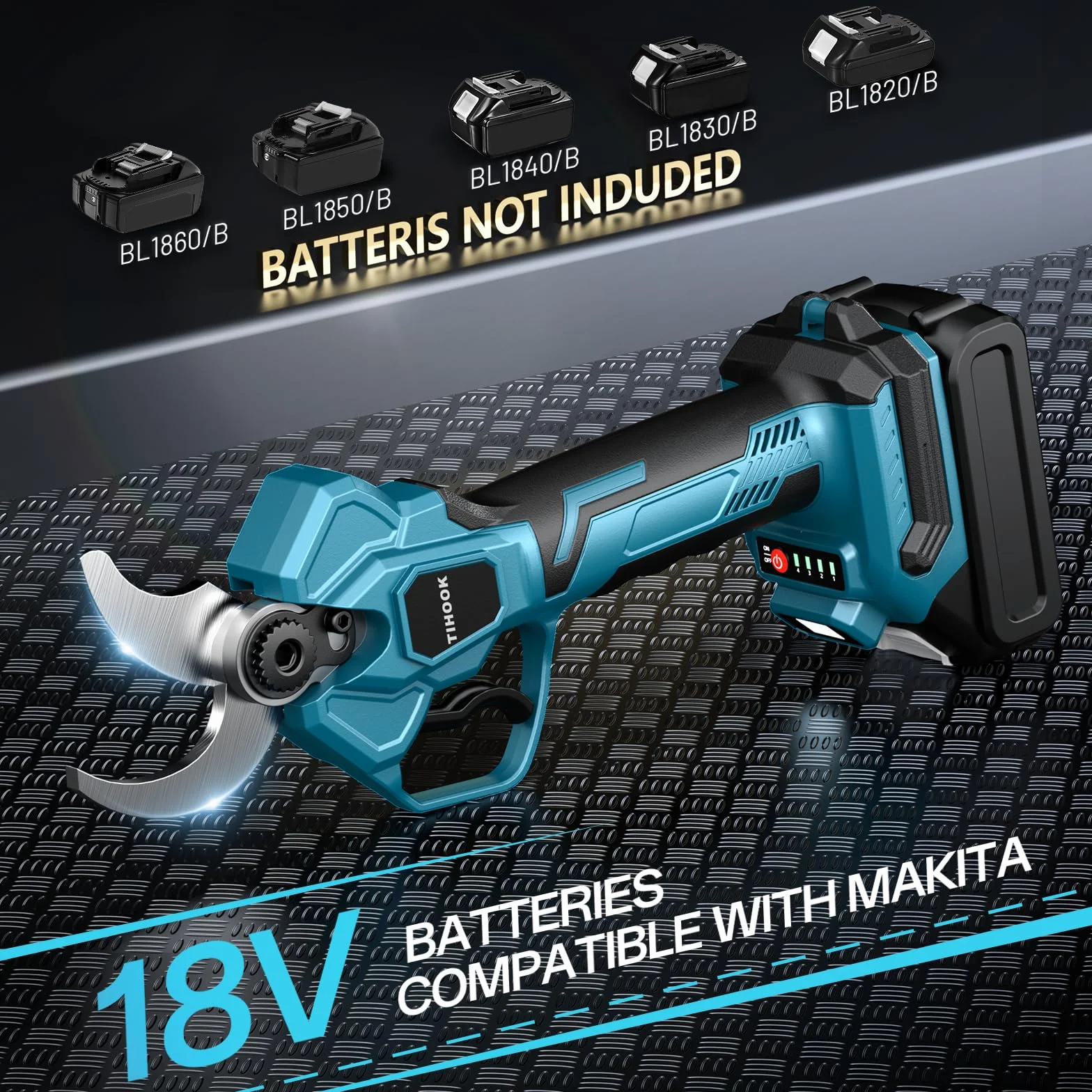 Akumulatorowe nożyce do gałęzi 18 V, kompatybilne z Makita BL-18 V, silnik bezszczotkowy, otwór 60 mm