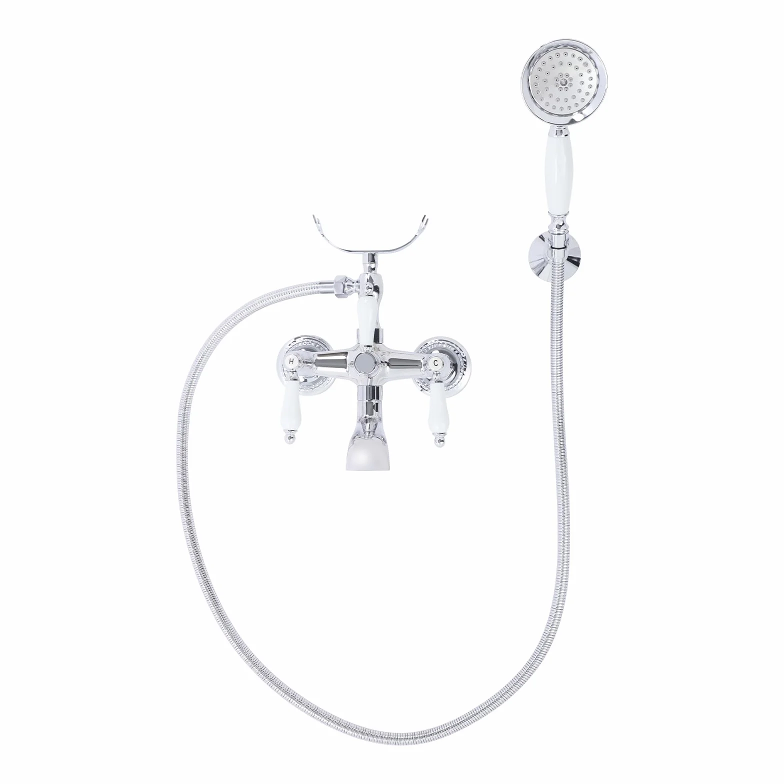 Bateria wannowa w stylu vintage z słuchawką prysznicową i wężem 150 cm (długość węża), armatura łazienkowa do prysznica i wanny