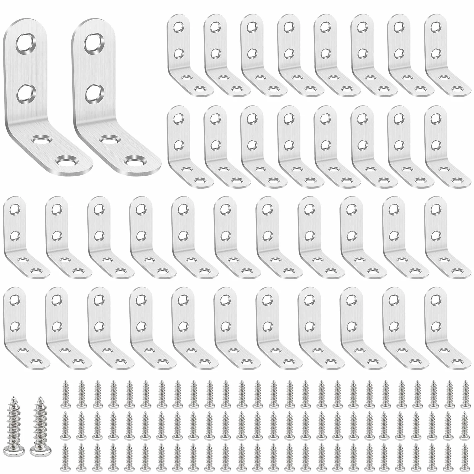 20 sztuk złączek kątowych 20 × 20mm, stal nierdzewna, złącze kątowe L 90 stopni, stal nierdzewna, złącze kątowe L, klamry śrubowe do montażu kąta, wspornik do mebli, stołu, krzesła, regału