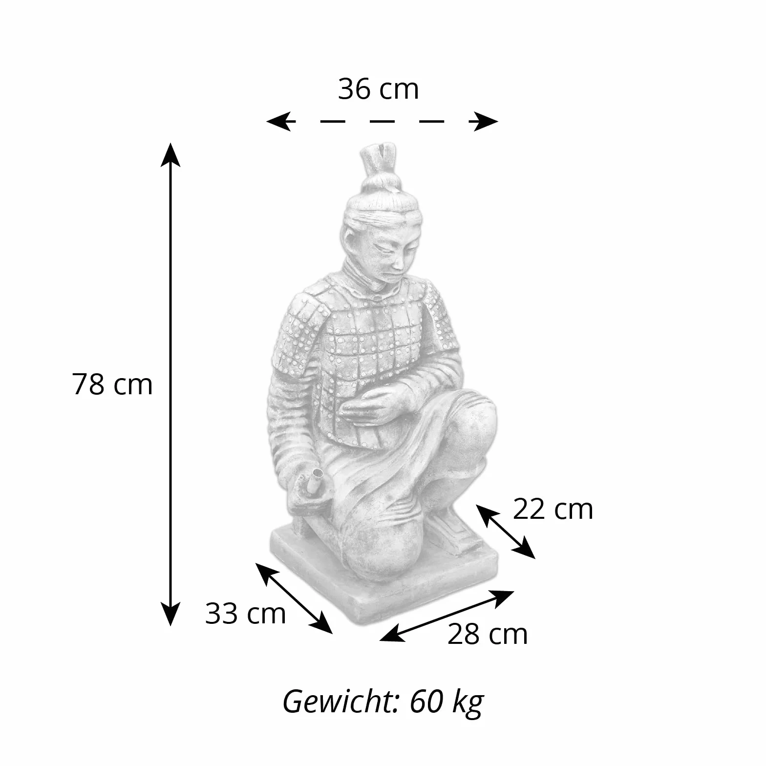 gartendekoparadies.de Chiński terakota wojownik żołnierz łucznik Zen wojownik świątynny Qin z odlewu kamiennego odporny na mróz
