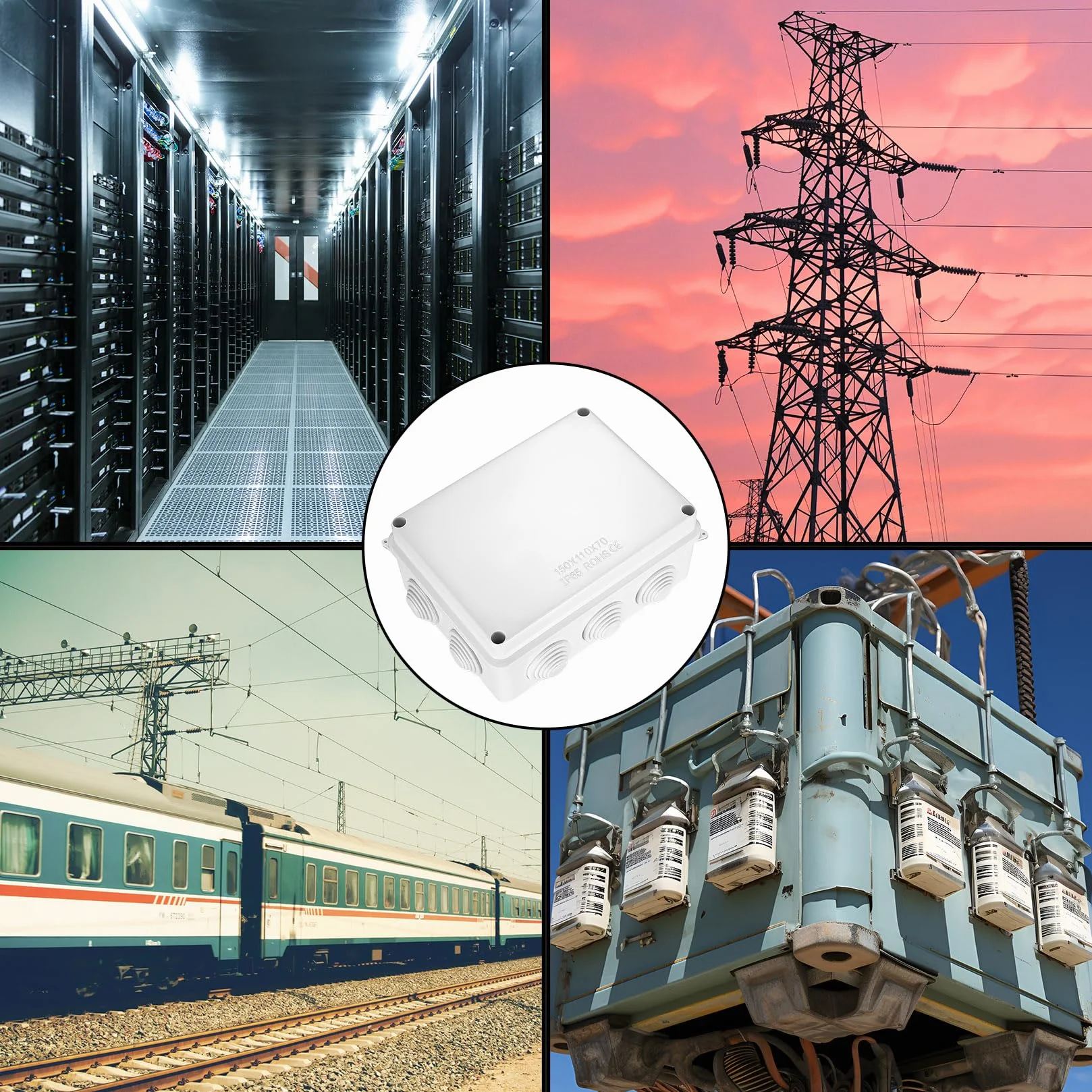 Puszka rozgałęźna natynkowa, puszka rozdzielcza zewnętrzna wodoszczelna IP65, puszka przyłączeniowa, skrzynka elektryczna, wodoszczelna IP65, puszka rozgałęźna ABS, wodoszczelna, biała, wymiary