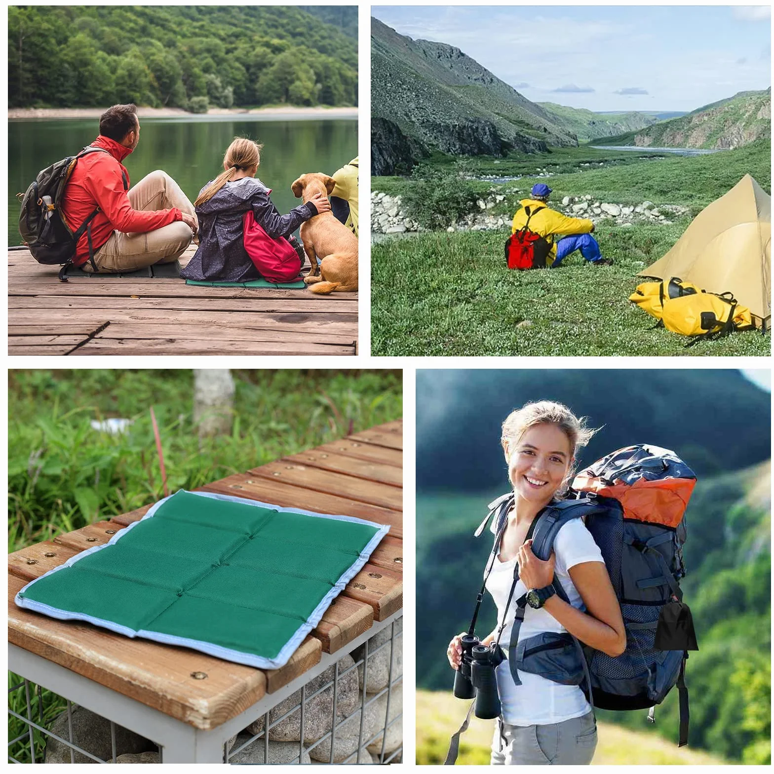 2 szt. Thermo Outdoor Seat Pad Składana mata siedziska Wodoodporna poduszka siedziska z 2 torbami do noszenia na piknik na świeżym powietrzu i kemping (czarny/zielony)