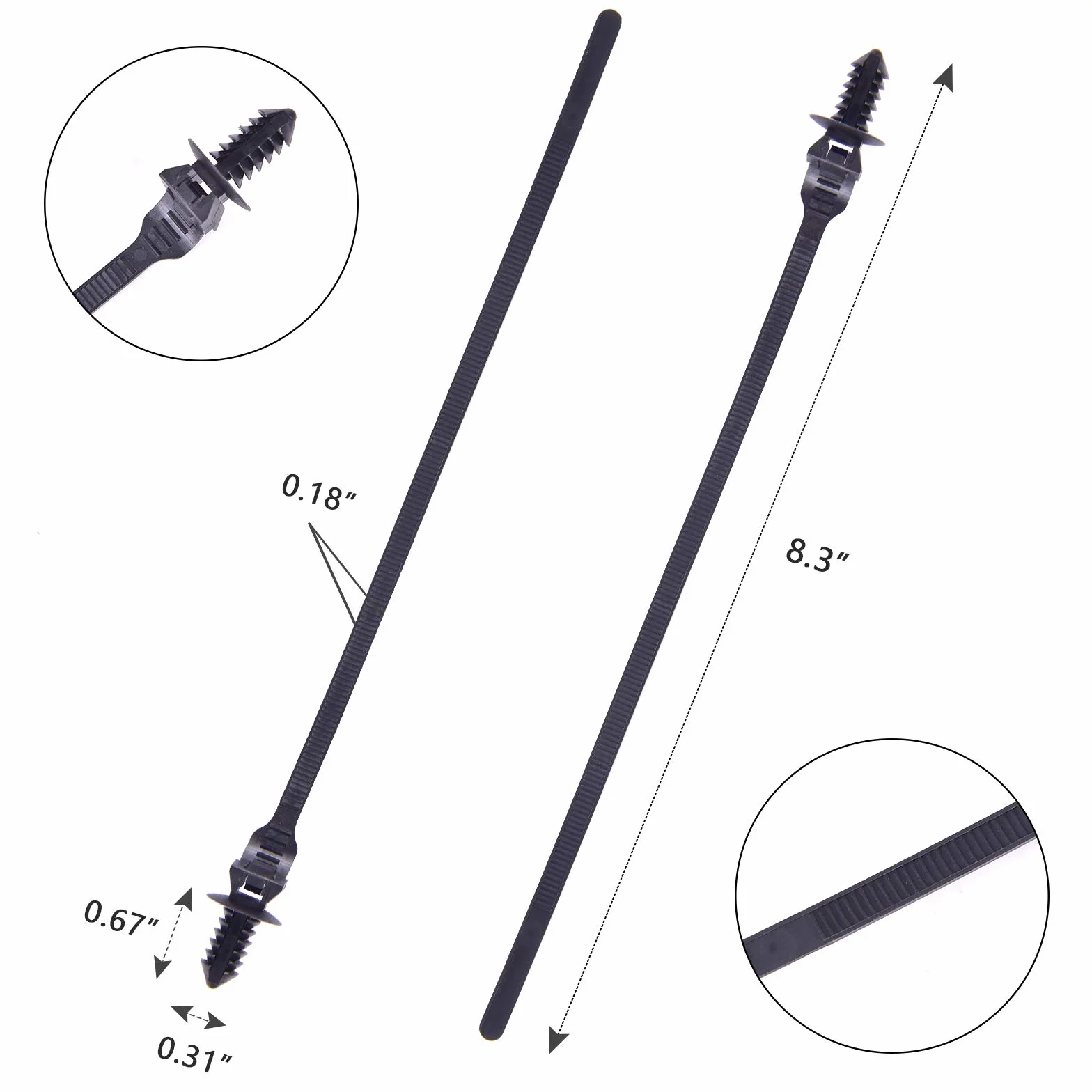 80 sztuk nylonowych mocowanych na wcisk opasek kablowych, 21 cm x 0,4 cm wytrzymałe nylonowe mocowanie na wcisk samozamykający się asortyment odporny na promieniowanie UV do wiązania przewodów wewnętrznych (czarny)